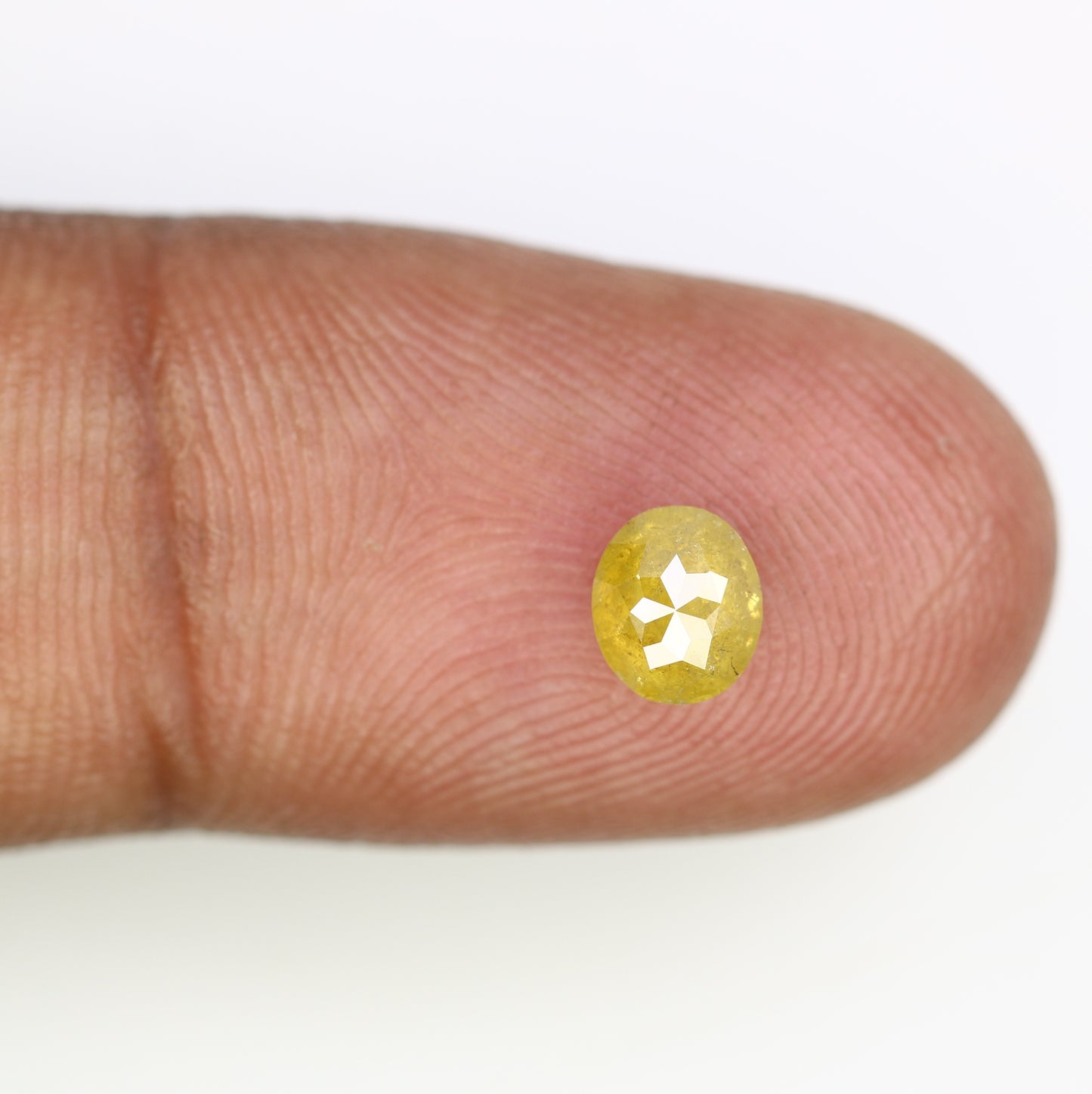 0.74 CT 5.8 x 5.0 MM Natural Yellow Rustic Ova Cut Diamond For Engagement Ring - JayKrishna Diamond