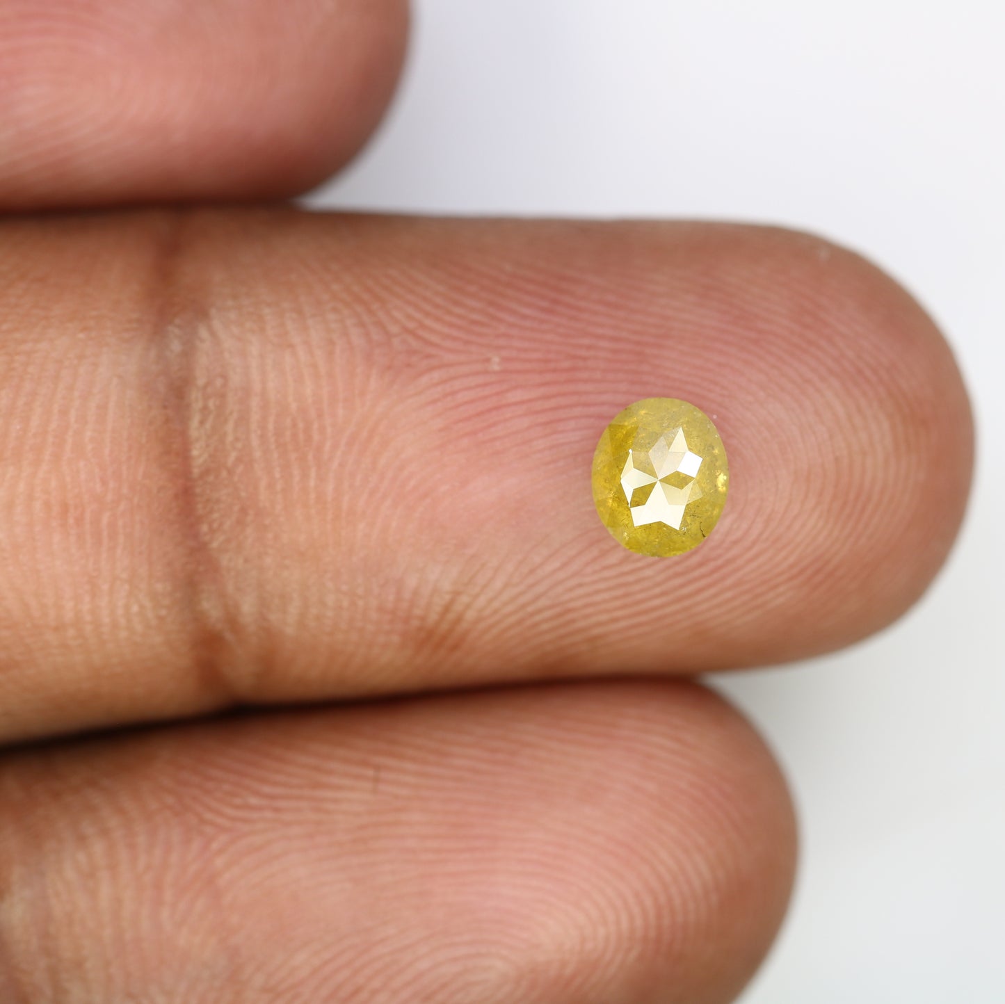 0.74 CT 5.8 x 5.0 MM Natural Yellow Rustic Ova Cut Diamond For Engagement Ring - JayKrishna Diamond