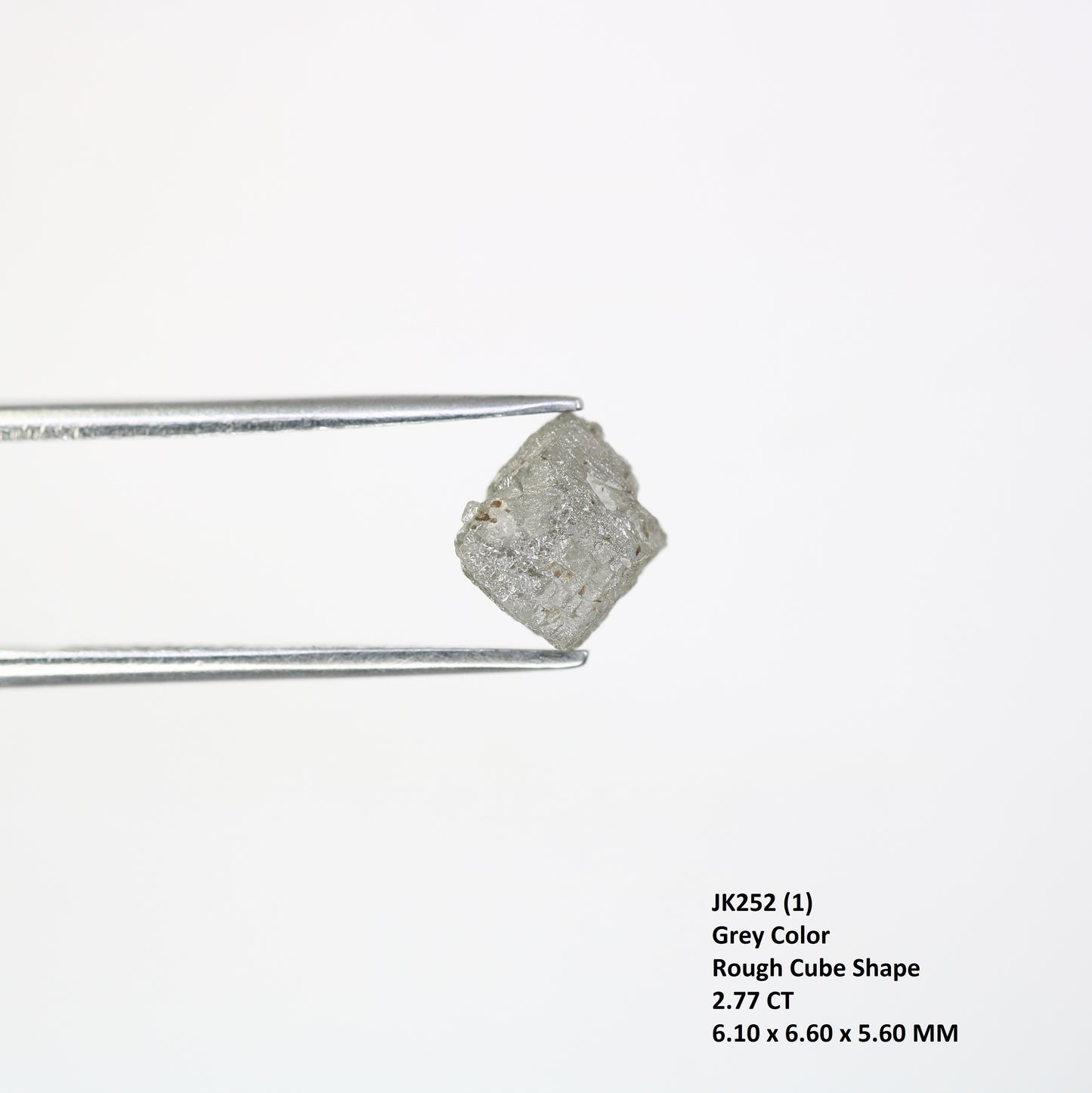 2.77 Carat Natural Grey Rough Congo Cube Shape Loose Raw Diamond For Wedding Ring - JayKrishna Diamond