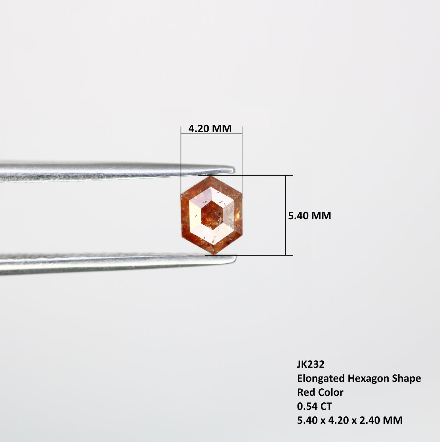 0.54 CT Elongated Hexagon Shape Natural Red Loose Diamond For Wedding Ring - JayKrishna Diamond