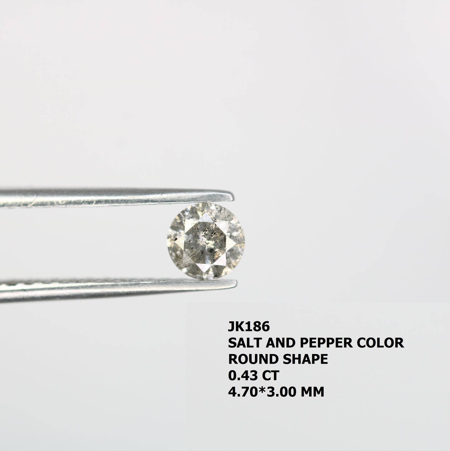 0.43 CT Round Brilliant Cut Salt and Pepper Natural Diamond for Engagement Ring and Custom Bridal Jewelry - JayKrishna Diamond