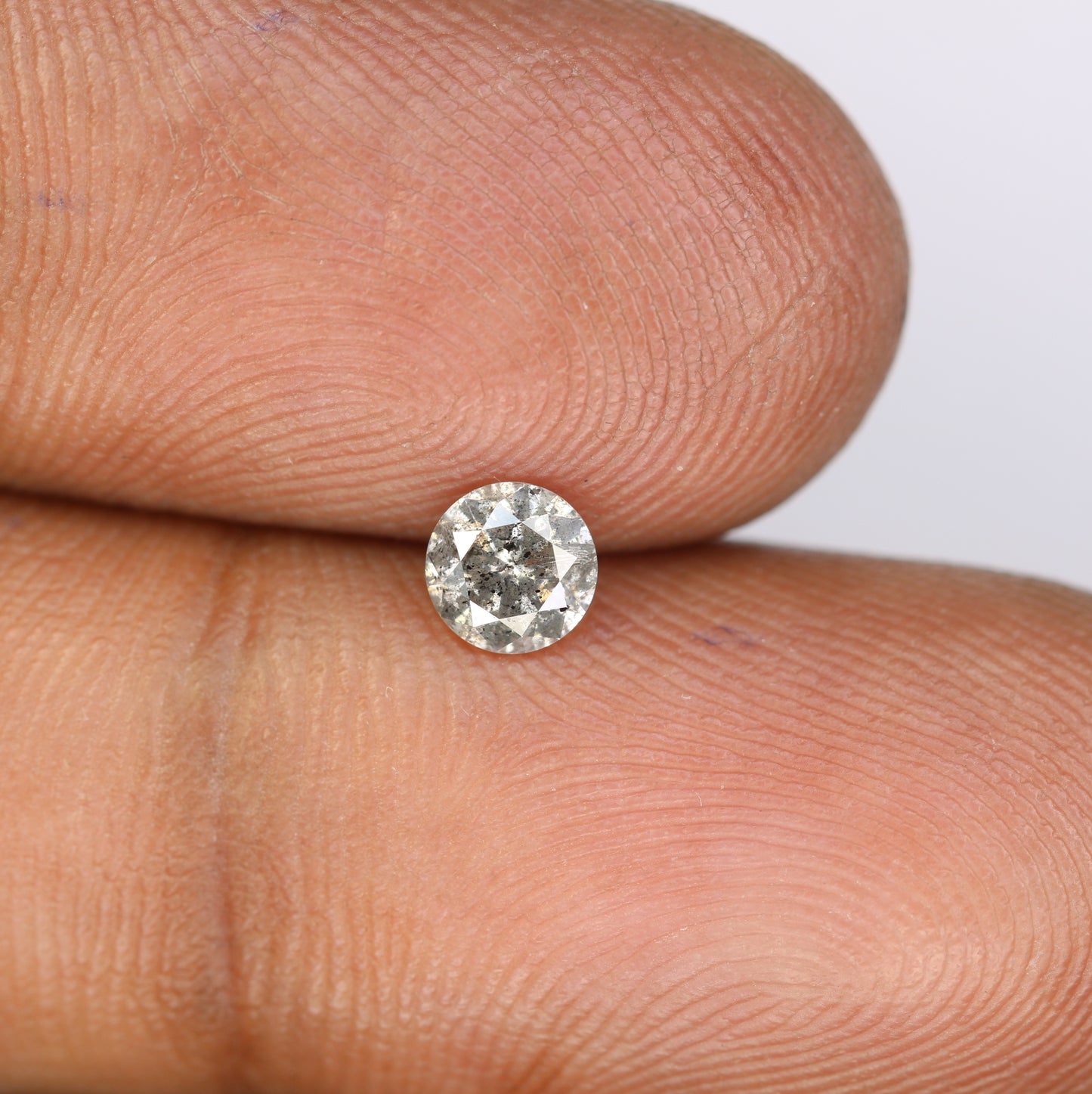 0.43 CT Round Brilliant Cut Salt and Pepper Natural Diamond for Engagement Ring and Custom Bridal Jewelry - JayKrishna Diamond