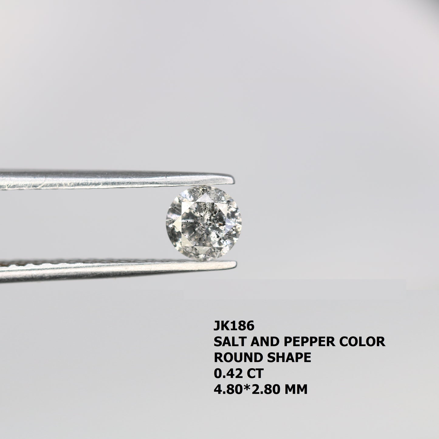 0.42 CT Round Brilliant Cut Salt and Pepper Loose Diamond for Engagement Ring and Custom Fine Jewelry - JayKrishna Diamond