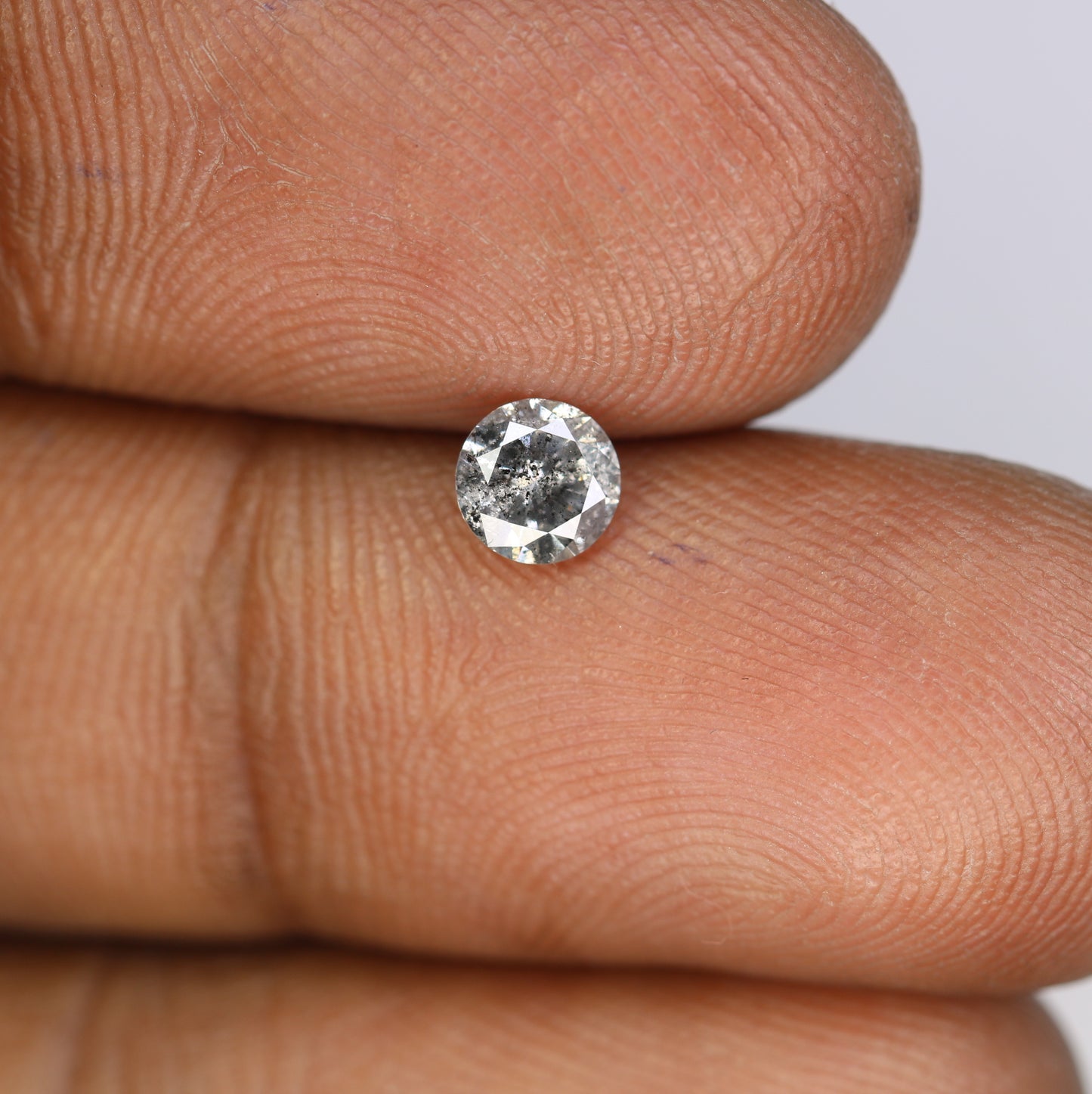 0.42 CT Round Brilliant Cut Salt and Pepper Loose Diamond for Engagement Ring and Custom Fine Jewelry - JayKrishna Diamond