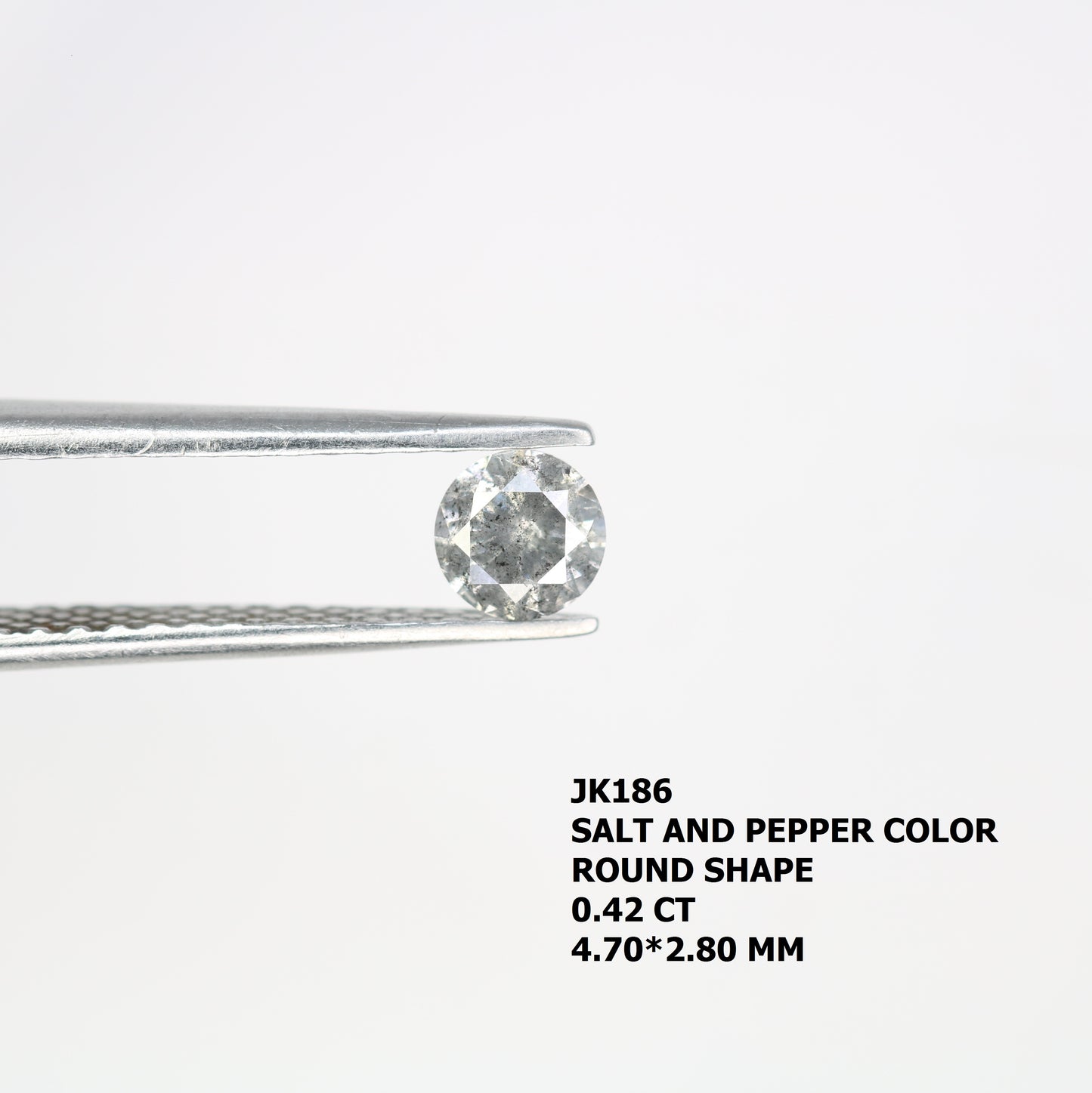 Unique 0.42 CT Salt & Pepper Round Brilliant Cut Diamond | Perfect for Engagement Rings - JayKrishna Diamond