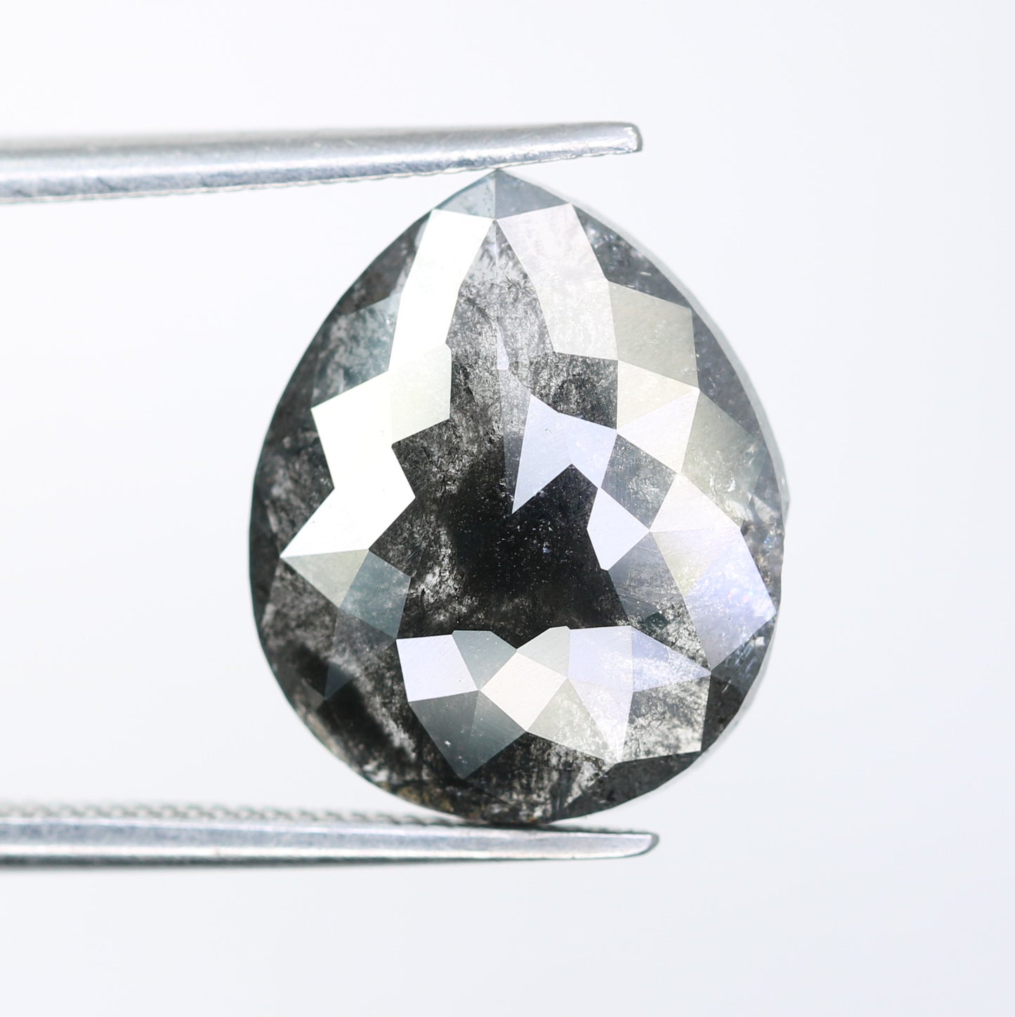 5.15 CT 13.30 MM Pear Shape Salt And Pepper Diamond For Engagement Ring - JayKrishna Diamond