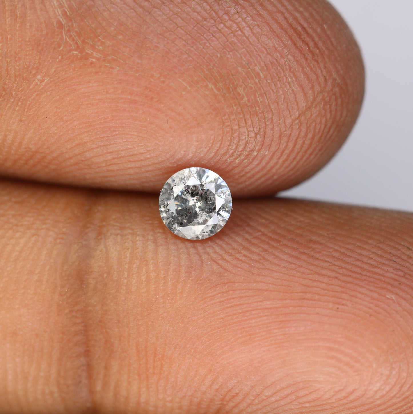 0.43 CT Round Brilliant Cut Salt and Pepper Natural Diamond for Engagement Ring and Unique Wedding Jewelry Design - JayKrishna Diamond