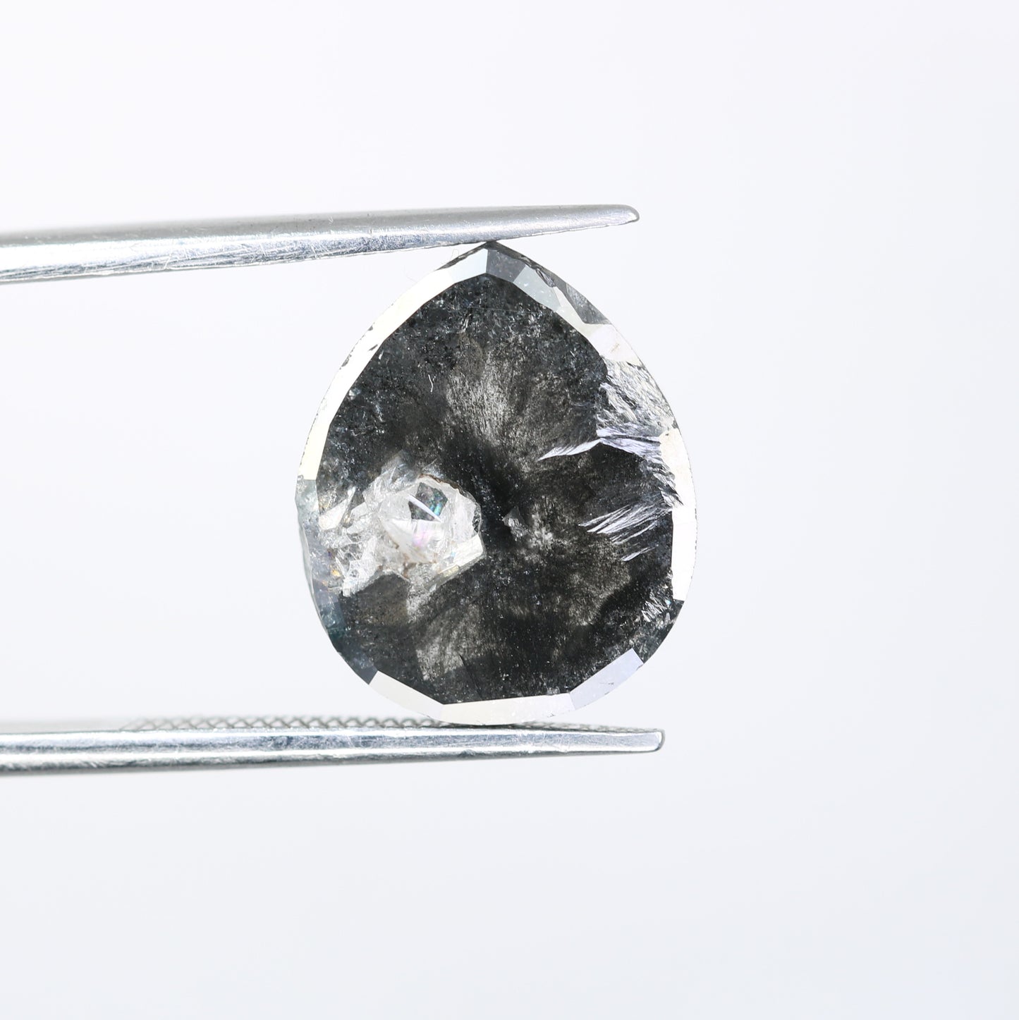 5.15 CT 13.30 MM Pear Shape Salt And Pepper Diamond For Engagement Ring - JayKrishna Diamond
