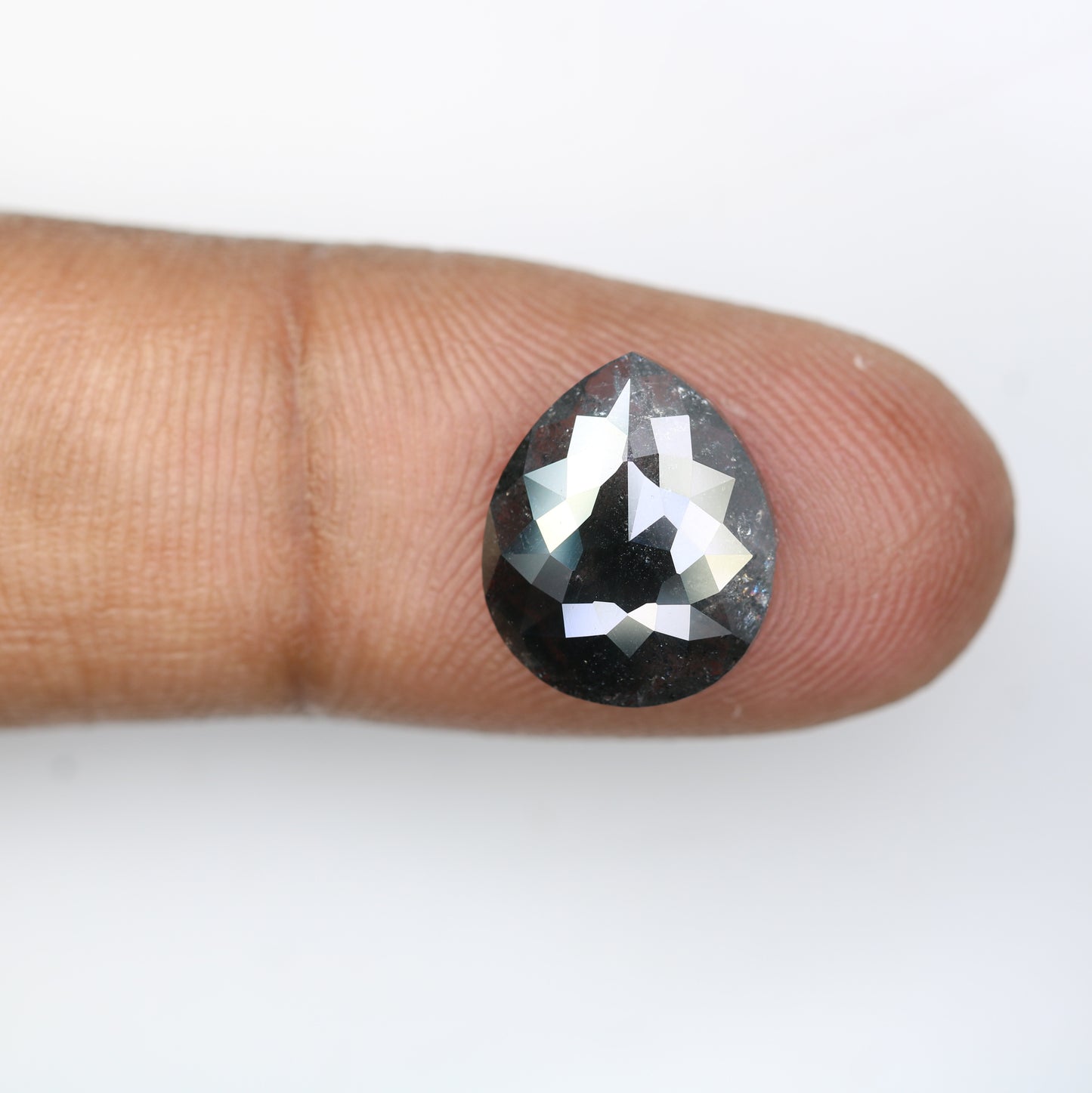 5.15 CT 13.30 MM Pear Shape Salt And Pepper Diamond For Engagement Ring - JayKrishna Diamond