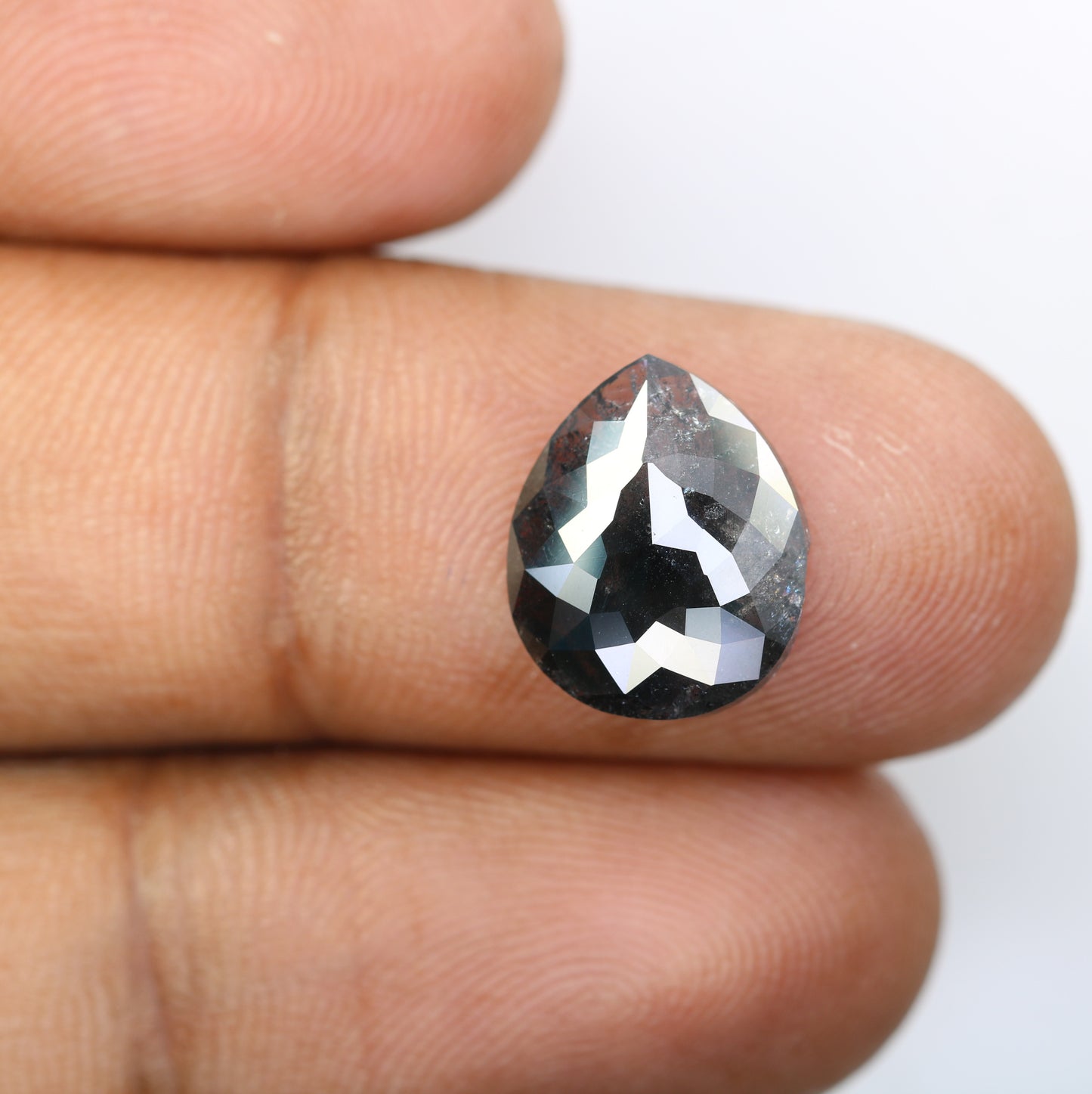 5.15 CT 13.30 MM Pear Shape Salt And Pepper Diamond For Engagement Ring - JayKrishna Diamond