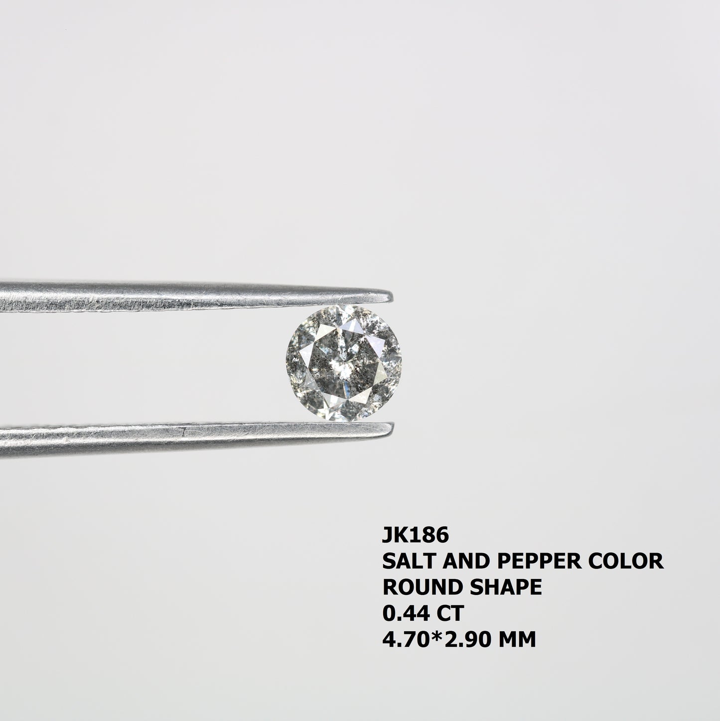 0.44 CT Salt and Pepper Natural Round Brilliant Cut Diamond for Engagement Ring and Unique Bridal Jewelry Design - JayKrishna Diamond