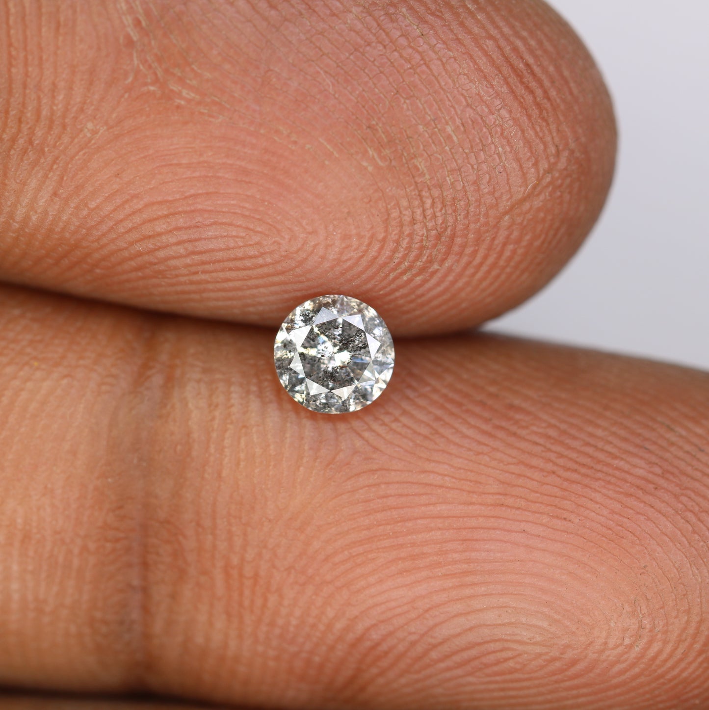 0.44 CT Salt and Pepper Natural Round Brilliant Cut Diamond for Engagement Ring and Unique Bridal Jewelry Design - JayKrishna Diamond