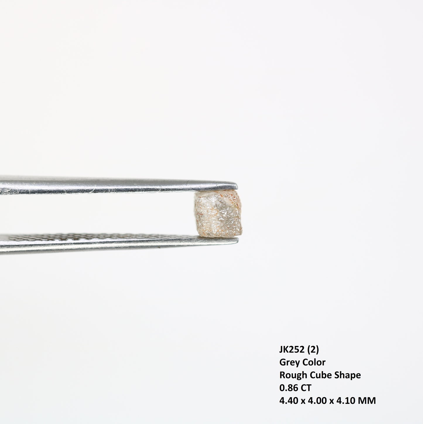 0.86 CT 4.40 MM Grey Rough Diamond Congo Cube Loose Uncut Raw Diamond For Wedding Ring - JayKrishna Diamond