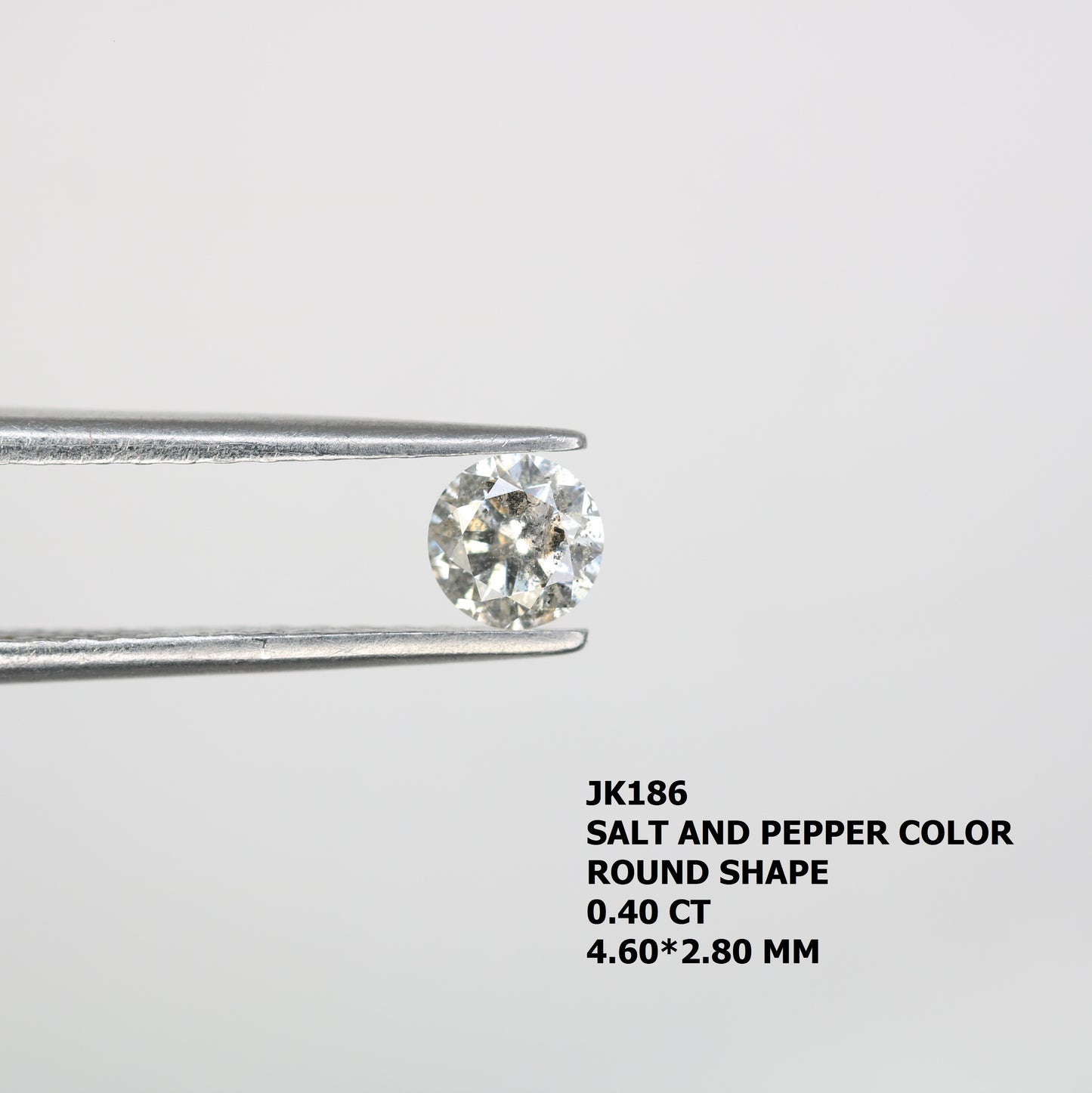 0.40 CT Natural Salt And Pepper Round Brilliant Cut Diamond For Engagement Ring - JayKrishna Diamond