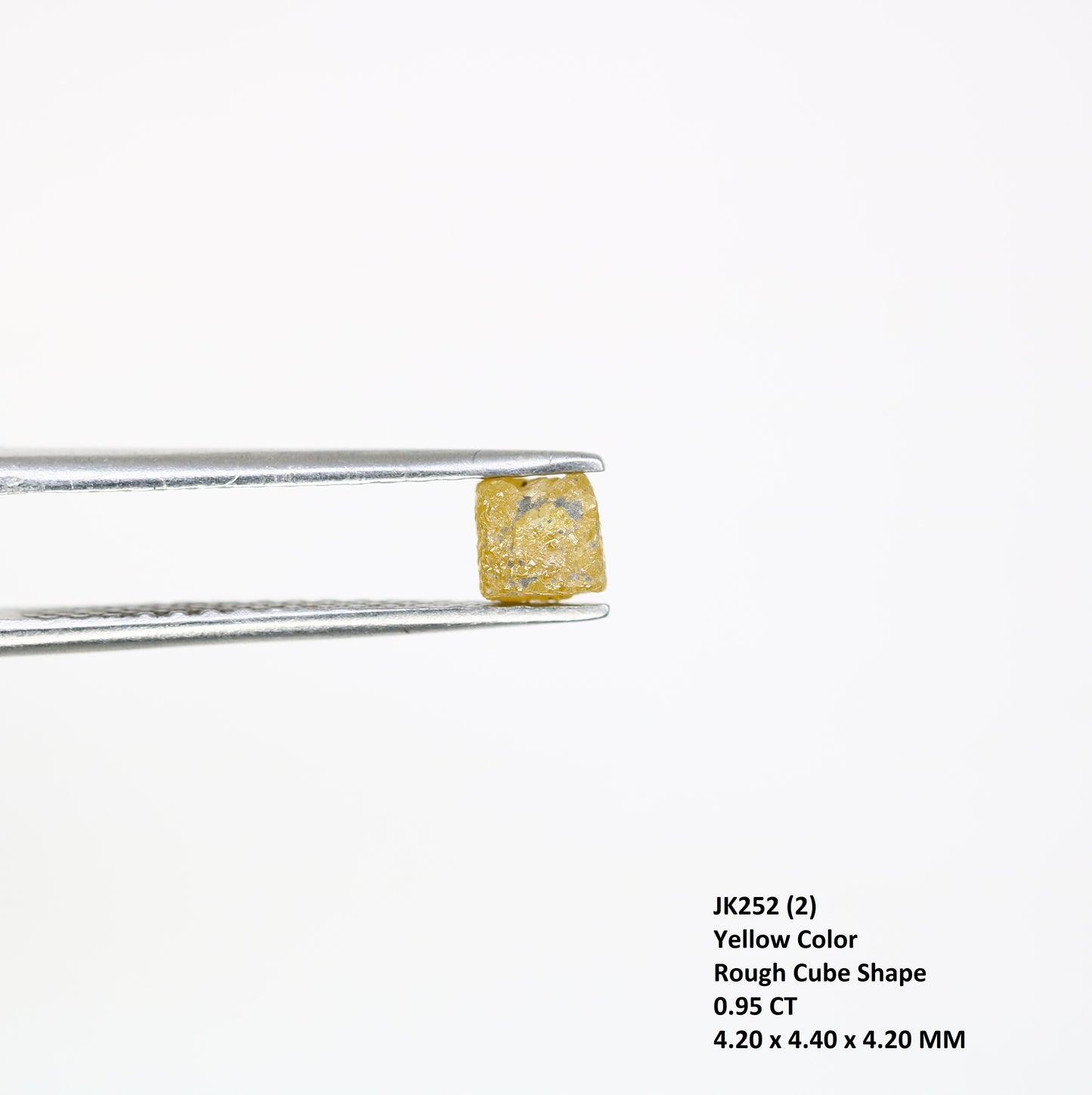 0.95 CT Fancy Yellow Natural Loose Unique Congo Cube Shape Rough Diamond - JayKrishna Diamond
