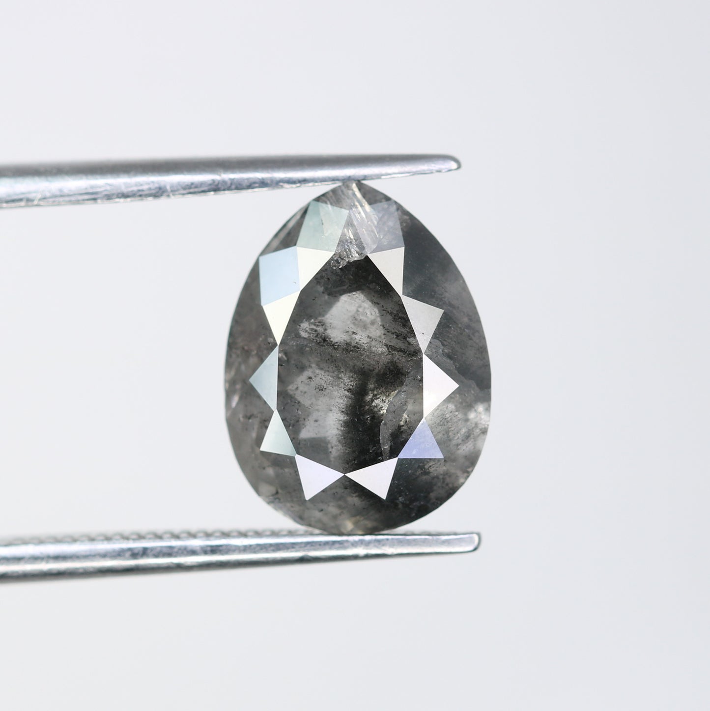 3.25 CT 10.80 MM Salt And Pepper Pear Shape Diamond For Engagement Ring - JayKrishna Diamond