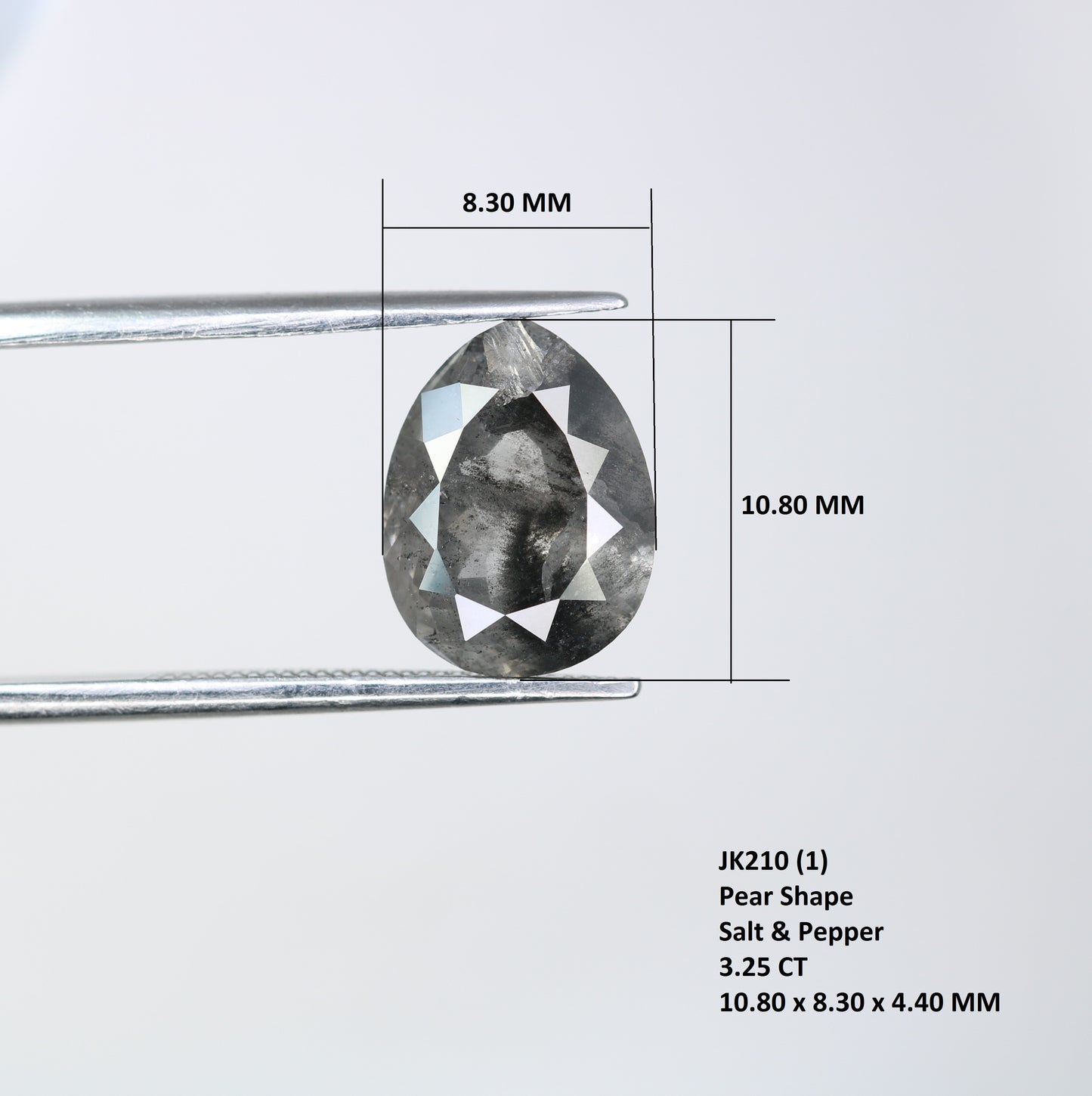 3.25 CT 10.80 MM Salt And Pepper Pear Shape Diamond For Engagement Ring - JayKrishna Diamond