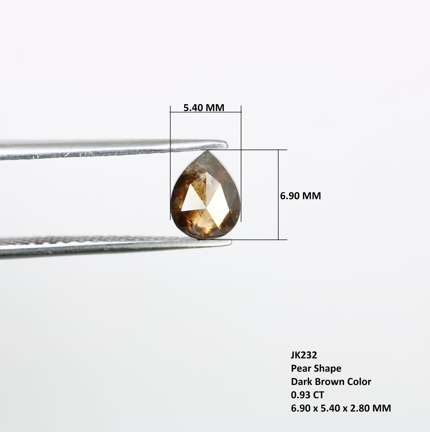 0.93 Carat 6.9MM Pear Shape Fancy Dark Brown Color Natural Loose Diamonds For Wedding Ring - JayKrishna Diamond