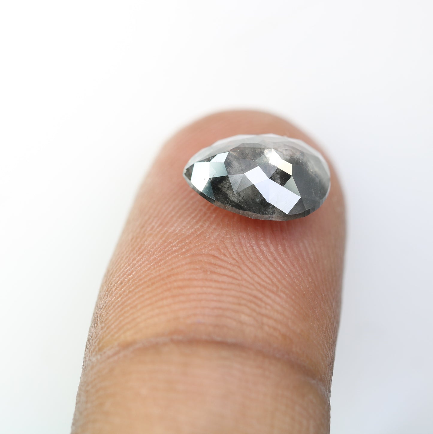 3.25 CT 10.80 MM Salt And Pepper Pear Shape Diamond For Engagement Ring - JayKrishna Diamond