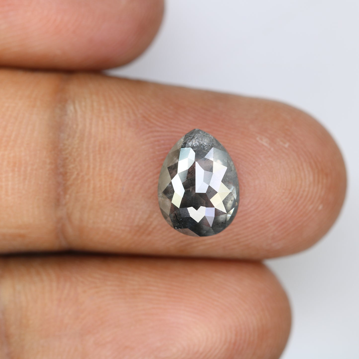 3.25 CT 10.80 MM Salt And Pepper Pear Shape Diamond For Engagement Ring - JayKrishna Diamond