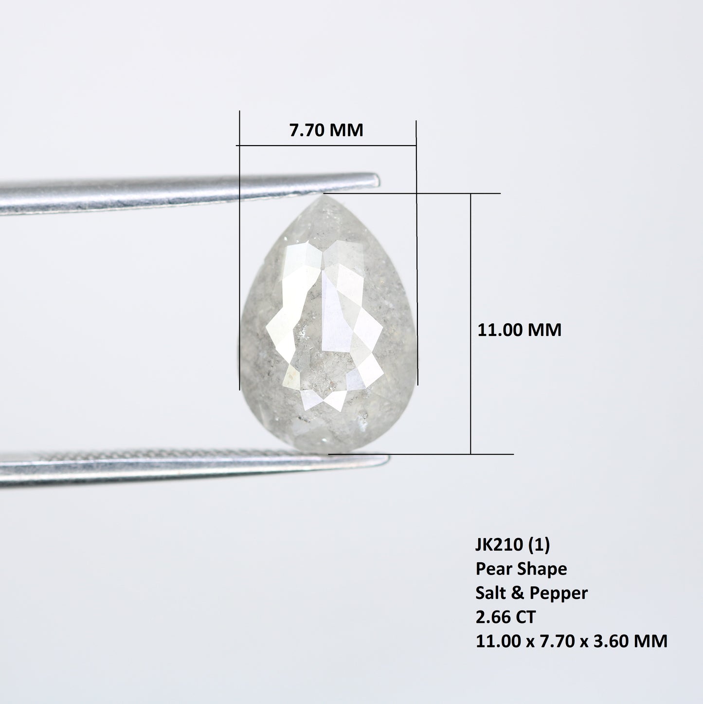 2.66 CT 11.00 MM Pear Shape Salt And Pepper Diamond For Engagement Ring - JayKrishna Diamond
