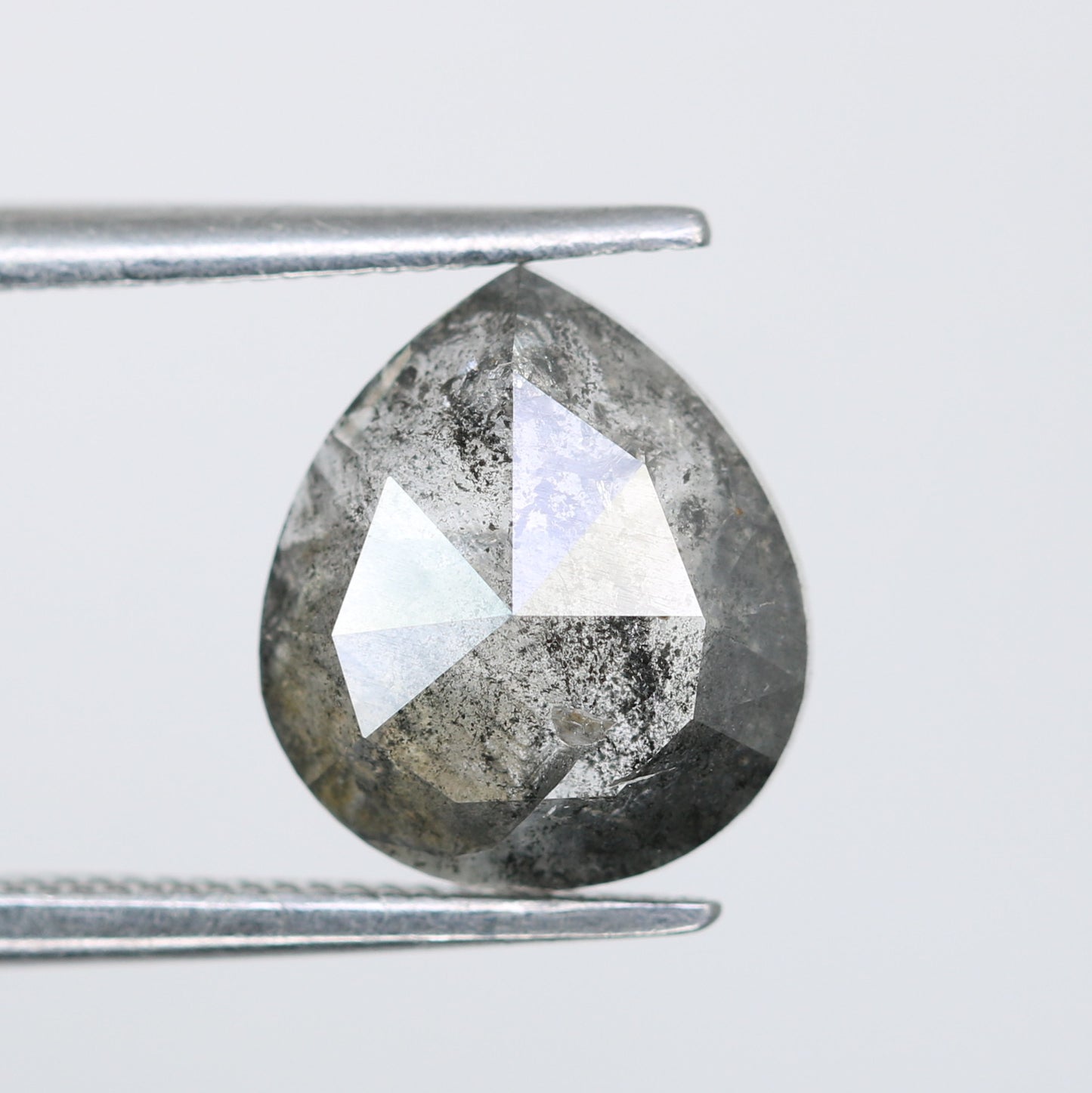 2.34 CT 9.70 MM Pear Shape Salt And Pepper Diamond For Engagement Ring - JayKrishna Diamond