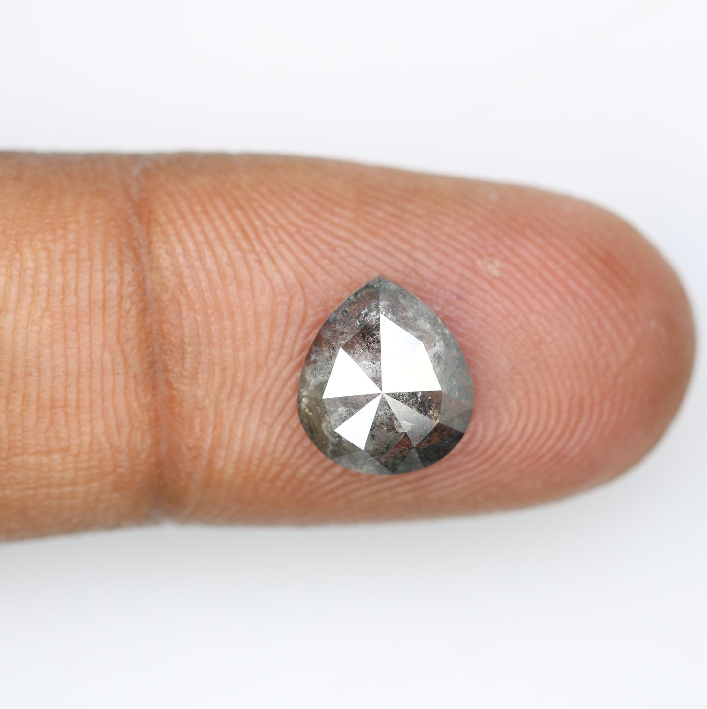 2.34 CT 9.70 MM Pear Shape Salt And Pepper Diamond For Engagement Ring - JayKrishna Diamond