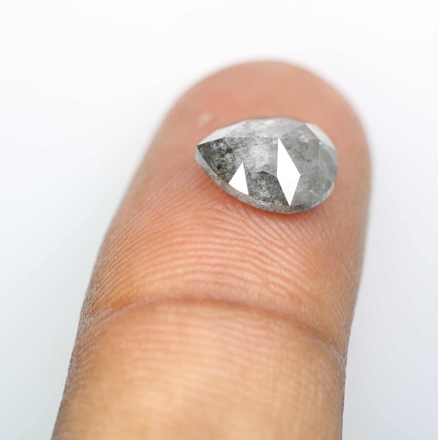 2.34 CT 9.70 MM Pear Shape Salt And Pepper Diamond For Engagement Ring - JayKrishna Diamond