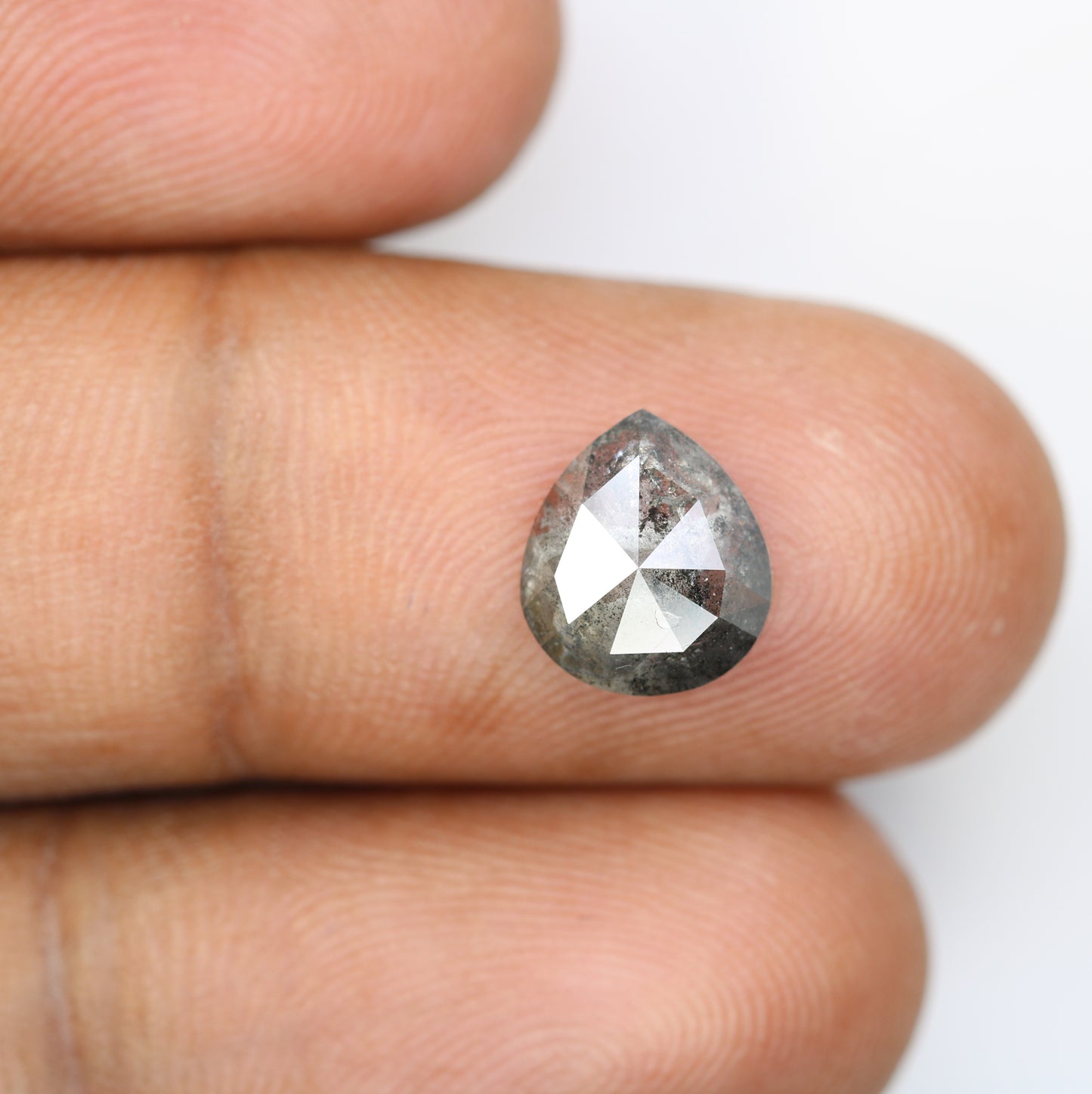 2.34 CT 9.70 MM Pear Shape Salt And Pepper Diamond For Engagement Ring - JayKrishna Diamond