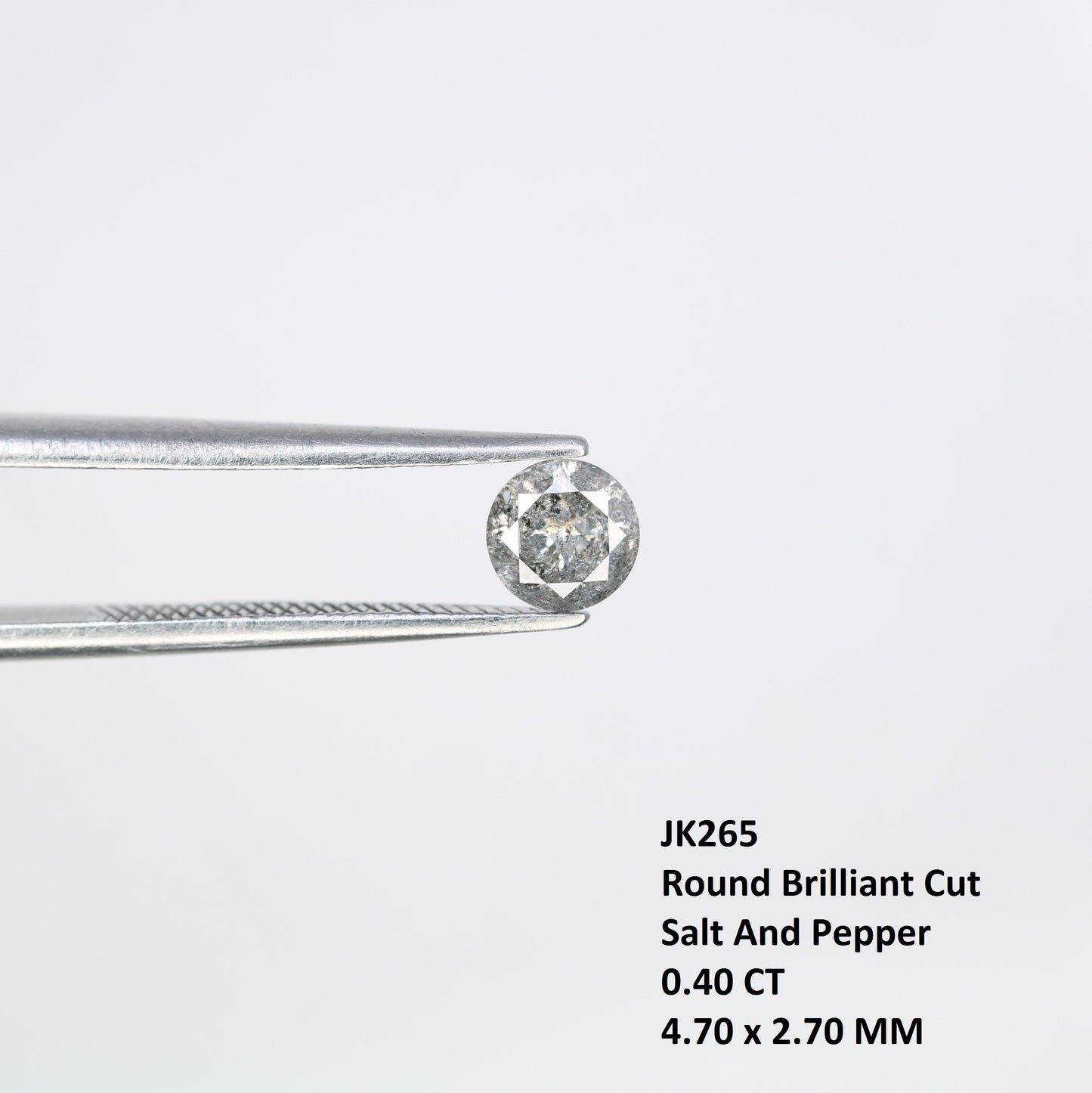 0.40 CT 4.70 x 2.70 MM Salt and Pepper Natural Round Brilliant Cut Diamond for Custom Engagement Rings, Unique Fine Jewelry & Ethical Bridal Jewelry - JayKrishna Diamond
