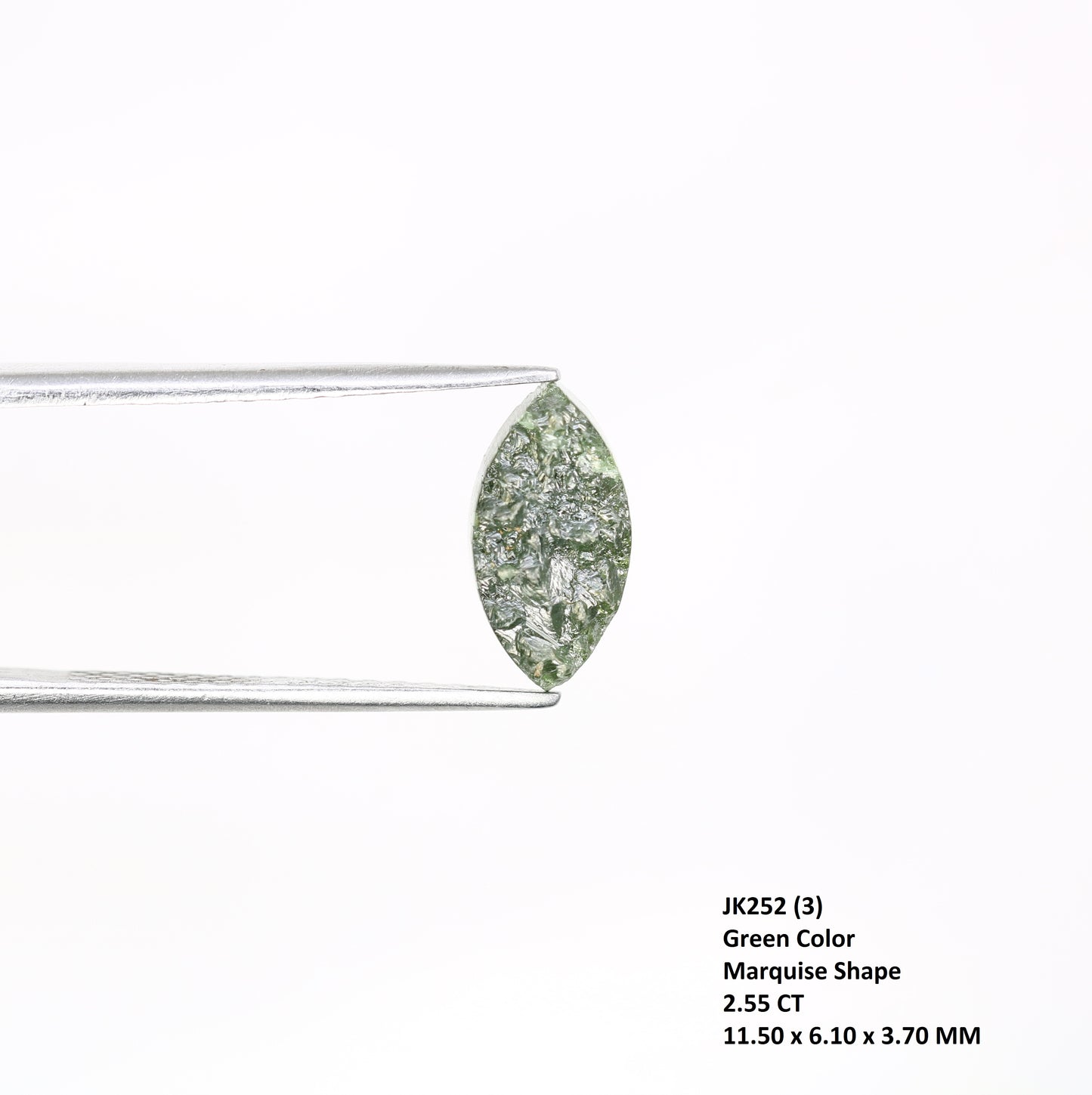 2.55 Carat Natural Loose Marquise Shape Green Color Rough Diamond - JayKrishna Diamond
