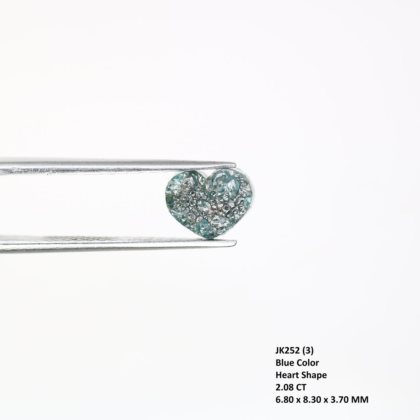2.08 Carat Heart Shape Diamond Fancy Blue Color Rough Diamond For Wedding Ring - JayKrishna Diamond