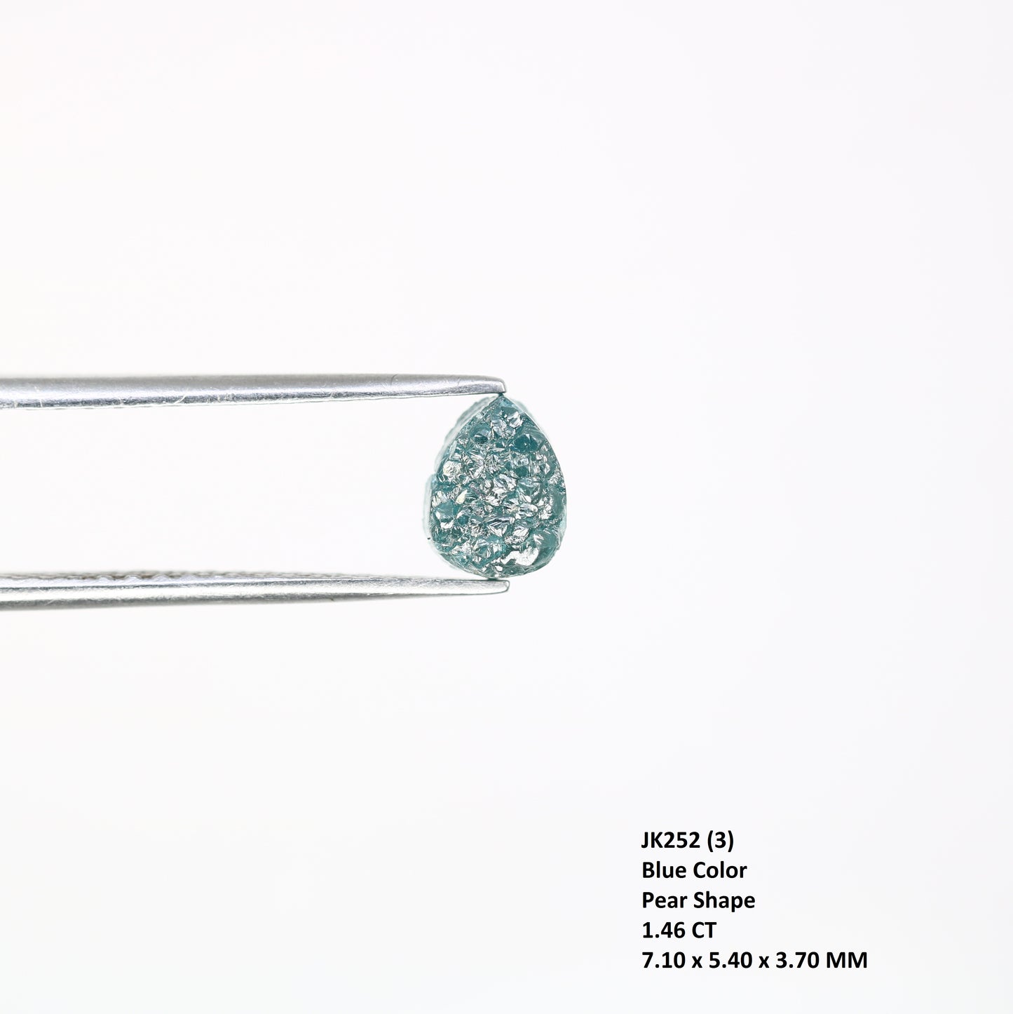 1.46 Carat Fancy Blue Raw Rough Pear Shape Diamond For Wedding Ring - JayKrishna Diamond