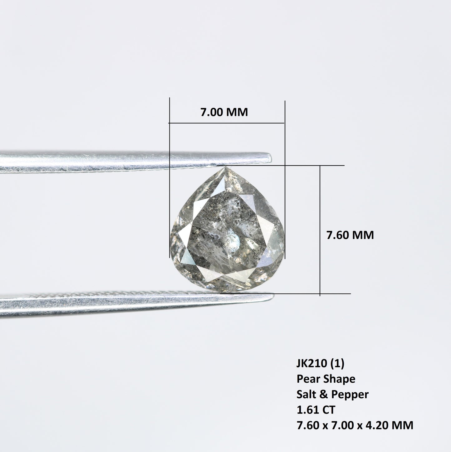 1.61 CT 7.60 MM Pear Shape Salt And Pepper Diamond - JayKrishna Diamond