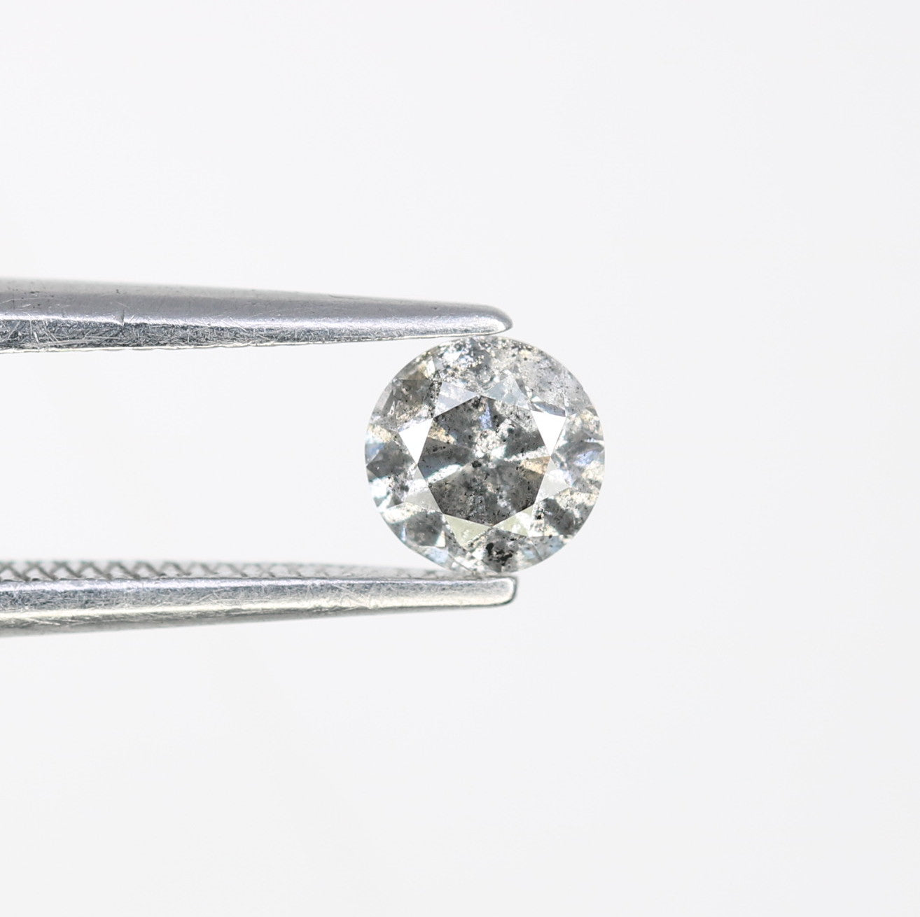 0.41 CT 4.50 x 3.00 MM Round Salt And Pepper Loose Brilliant Cut Diamond For Engagement Ring - JayKrishna Diamond