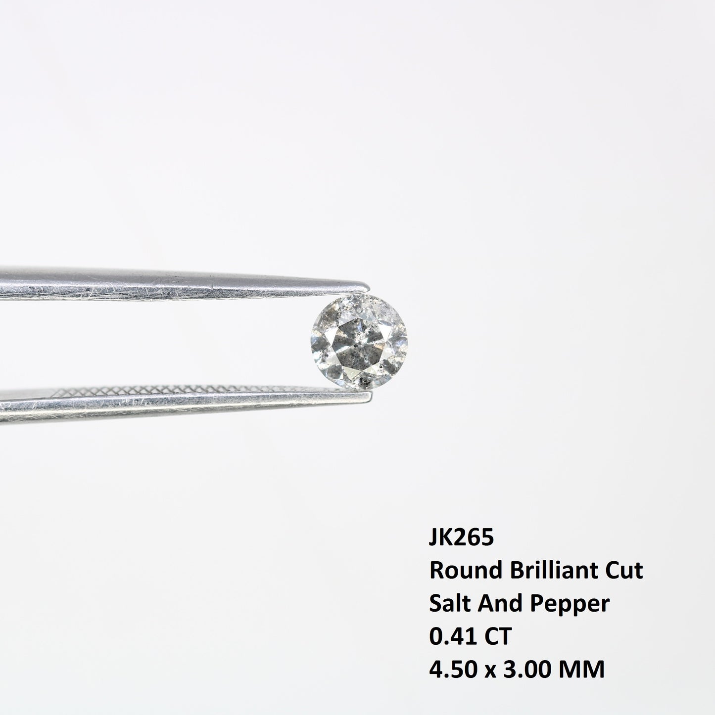 0.41 CT 4.50 x 3.00 MM Round Salt And Pepper Loose Brilliant Cut Diamond For Engagement Ring - JayKrishna Diamond