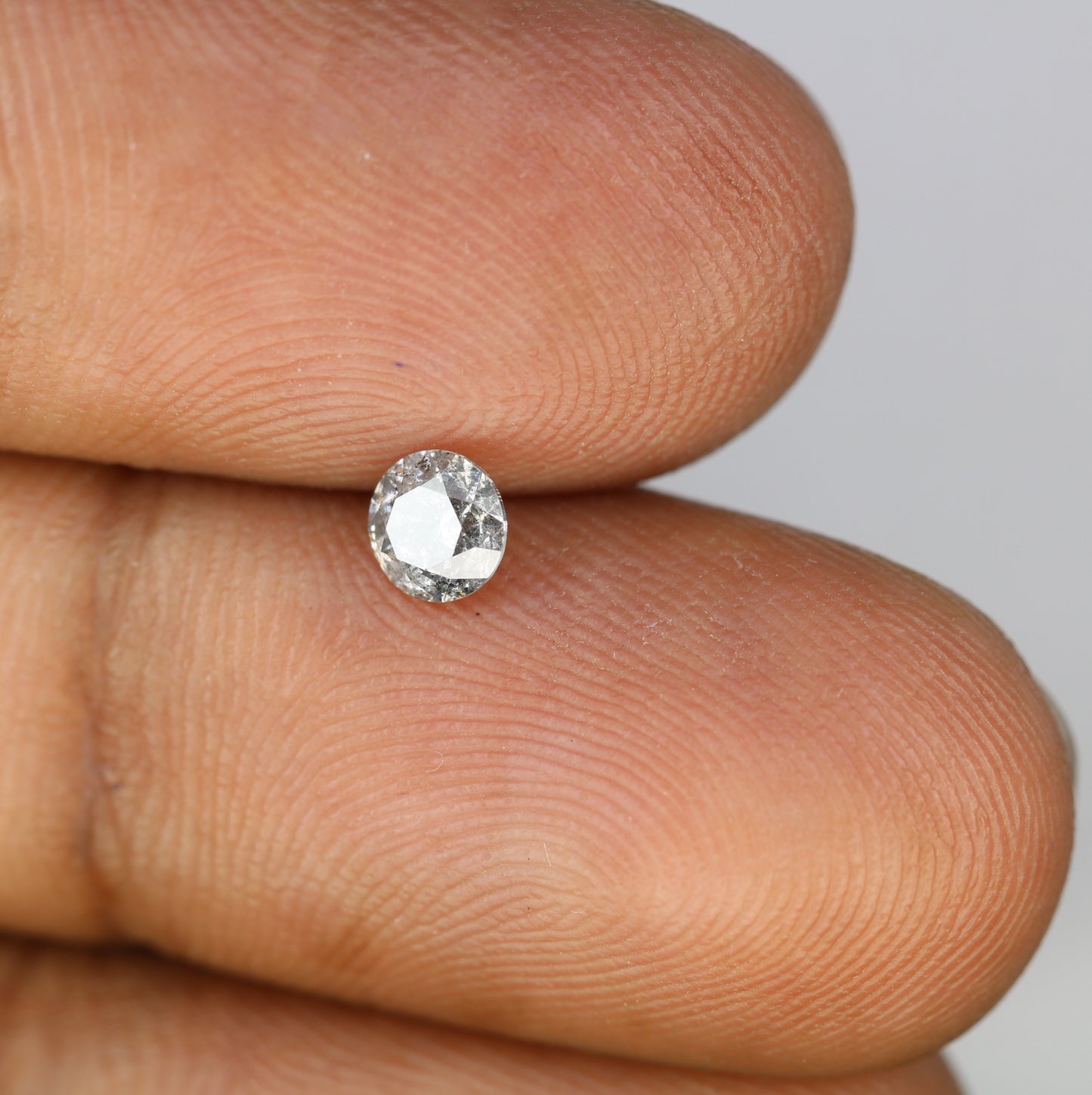0.41 CT 4.50 x 3.00 MM Round Salt And Pepper Loose Brilliant Cut Diamond For Engagement Ring - JayKrishna Diamond