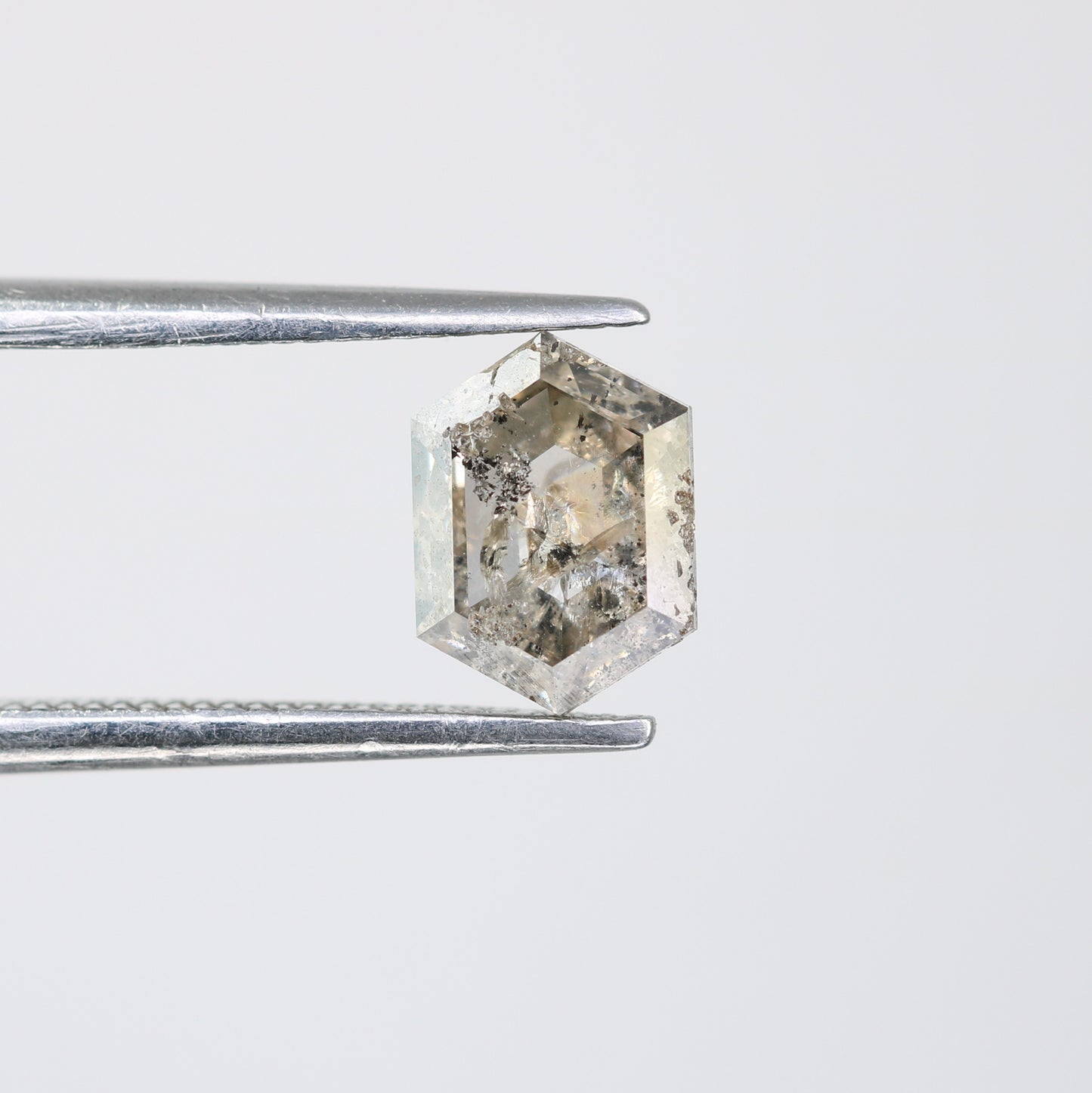 0.95 CT 7.30 MM Elongated Hexagon Shape Salt And Pepper Diamond - JayKrishna Diamond
