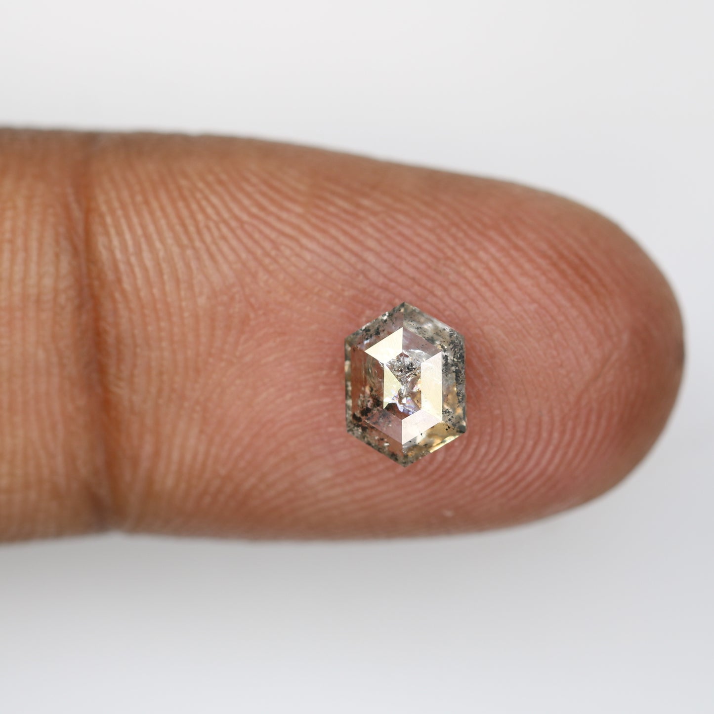 0.95 CT 7.30 MM Elongated Hexagon Shape Salt And Pepper Diamond - JayKrishna Diamond