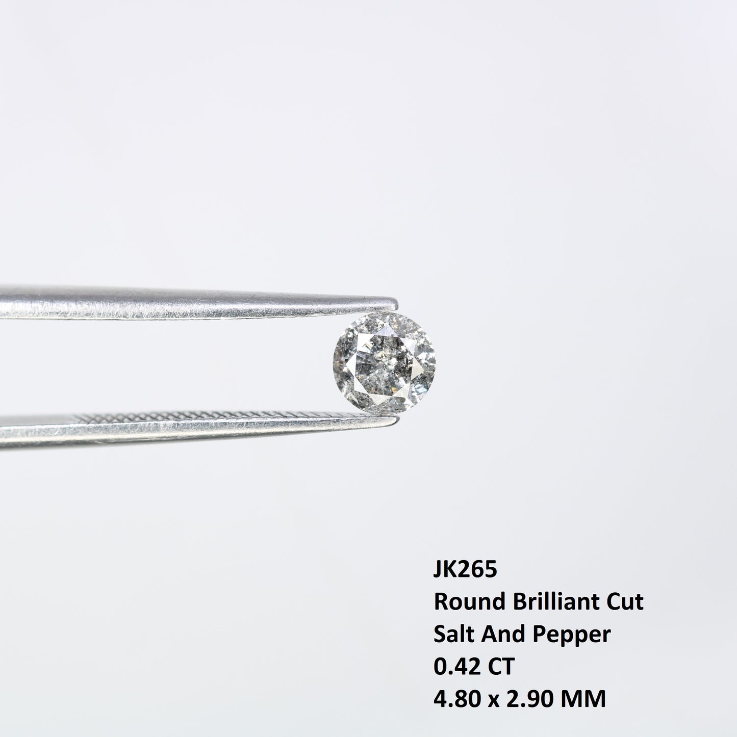 Unique 0.42 CT Salt & Pepper Round Brilliant Cut Diamond | Perfect for Engagement Rings | 4.80 x 2.90 MM - JayKrishna Diamond