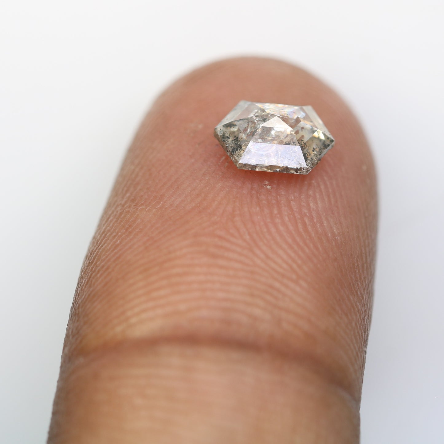 0.95 CT 7.30 MM Elongated Hexagon Shape Salt And Pepper Diamond - JayKrishna Diamond
