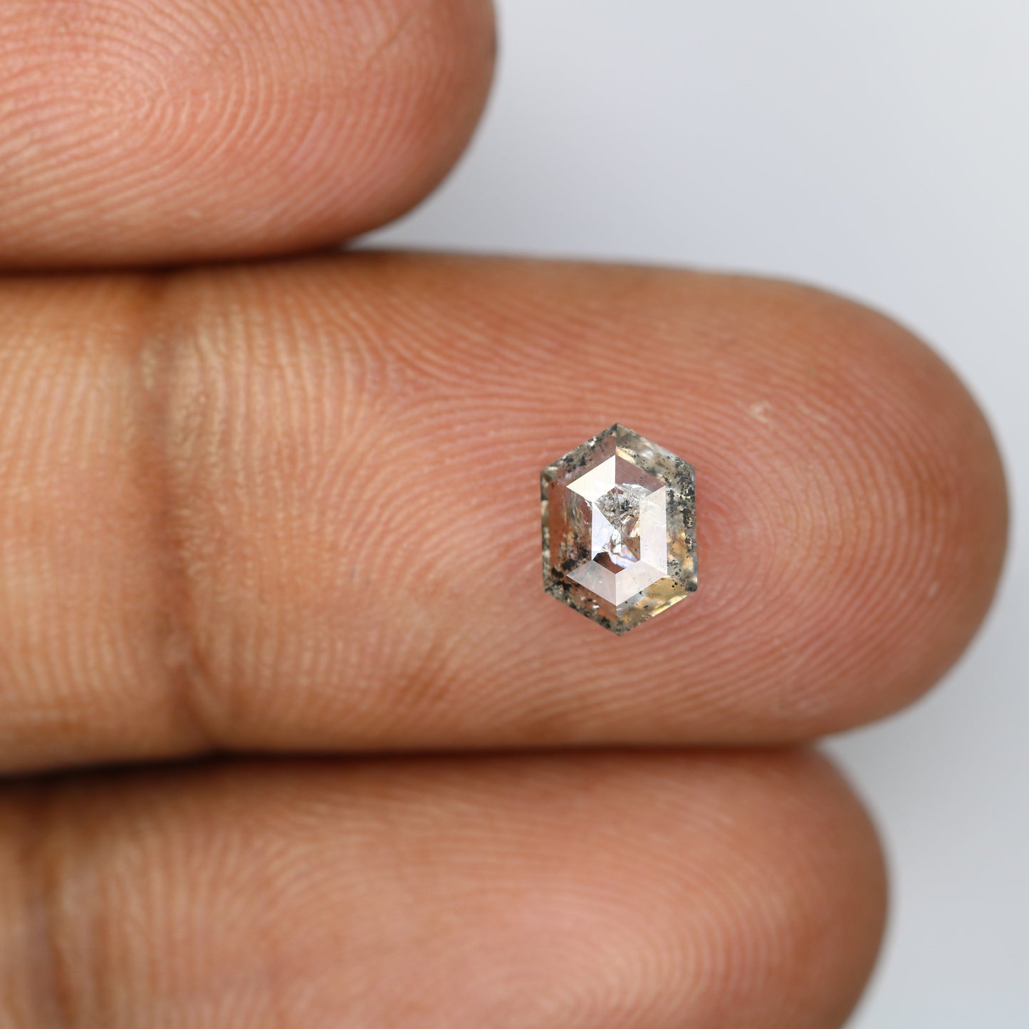 0.95 CT 7.30 MM Elongated Hexagon Shape Salt And Pepper Diamond - JayKrishna Diamond