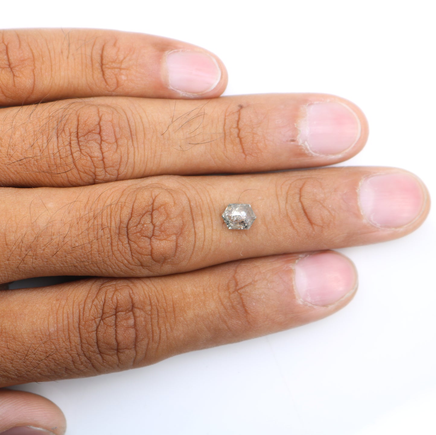 0.95 CT 7.30 MM Elongated Hexagon Shape Salt And Pepper Diamond - JayKrishna Diamond