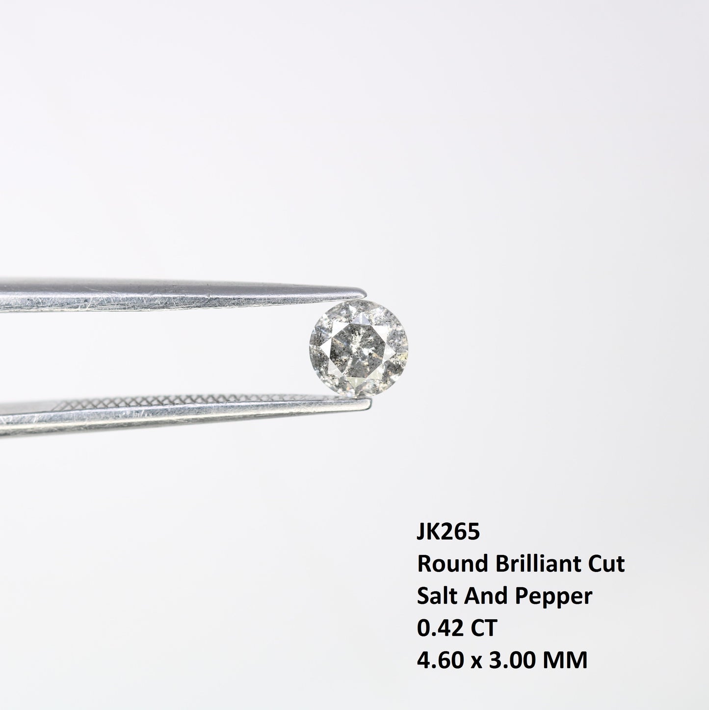 Unique 0.42 CT Salt & Pepper Round Brilliant Cut Diamond | Perfect for Engagement Rings | 4.60 x 3.00 MM - JayKrishna Diamond