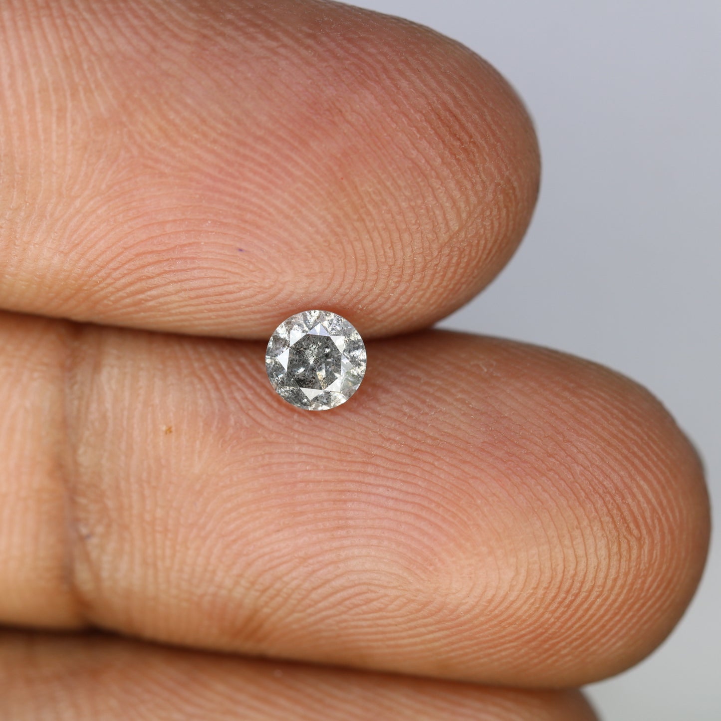 Unique 0.42 CT Salt & Pepper Round Brilliant Cut Diamond | Perfect for Engagement Rings | 4.60 x 3.00 MM - JayKrishna Diamond