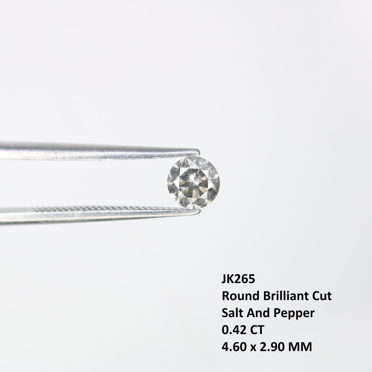Unique 0.42 CT Salt & Pepper Round Brilliant Cut Diamond | Perfect for Engagement Rings | 4.60 x 2.90 MM - JayKrishna Diamond