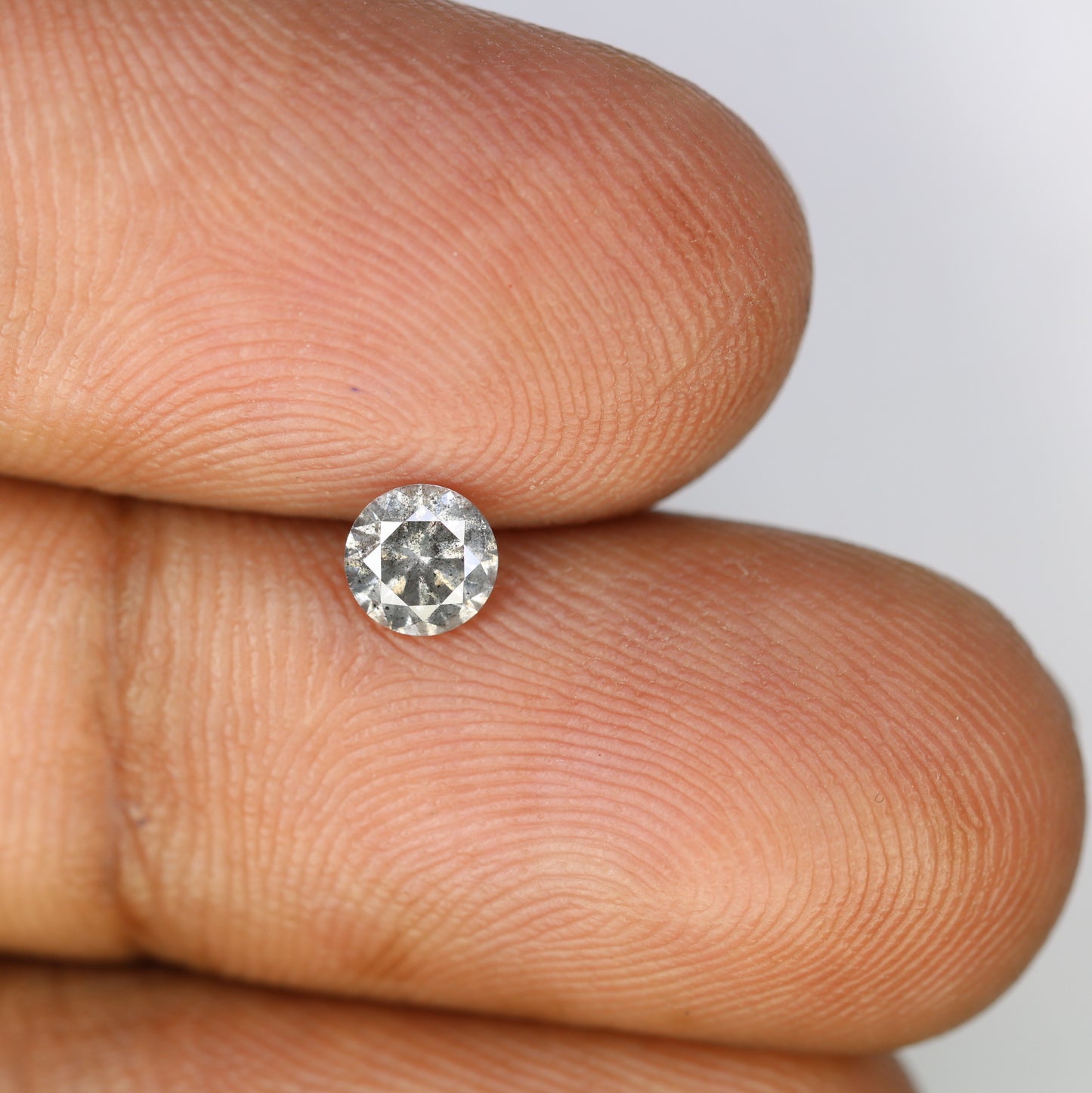 Unique 0.42 CT Salt & Pepper Round Brilliant Cut Diamond | Perfect for Engagement Rings | 4.60 x 2.90 MM - JayKrishna Diamond