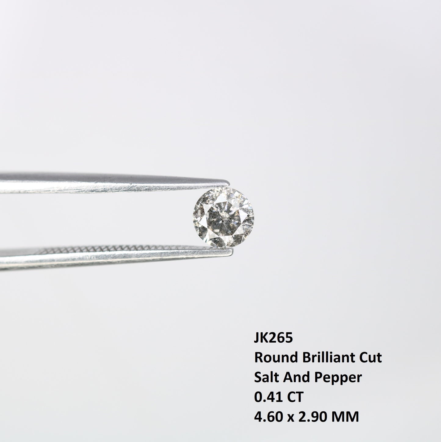 0.41 CT Round Brilliant Cut Salt And Pepper 4.60 x 2.90 MM Natural Diamond For Engagement Ring - JayKrishna Diamond