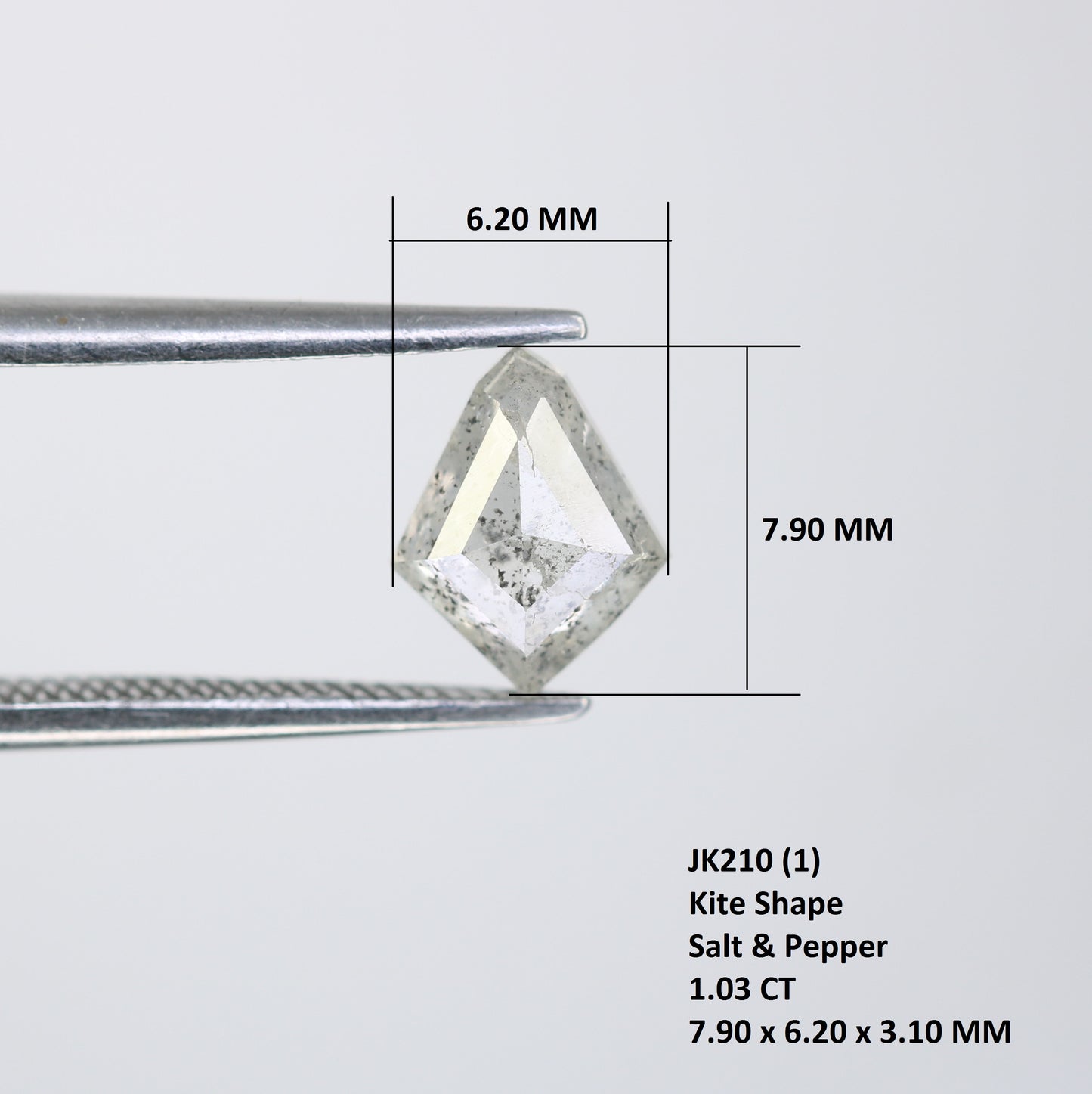 1.03 CT 7.90 MM Kite Shape Salt And Pepper Diamond For Wedding Ring - JayKrishna Diamond