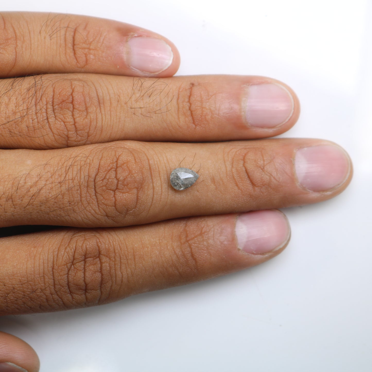 1.10 CT Pear Shape Salt And Pepper Natural Diamond For Engagement Ring - JayKrishna Diamond